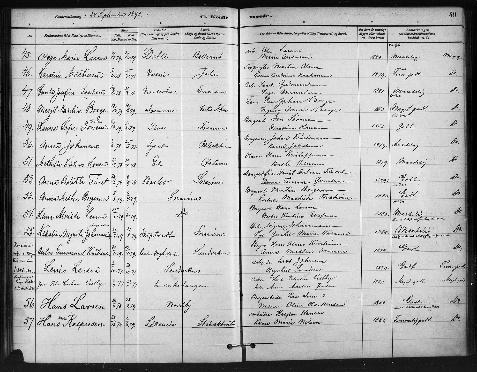 Asker prestekontor Kirkebøker, SAO/A-10256a/F/Fc/L0002: Parish register (official) no. III 2, 1879-1904, p. 49