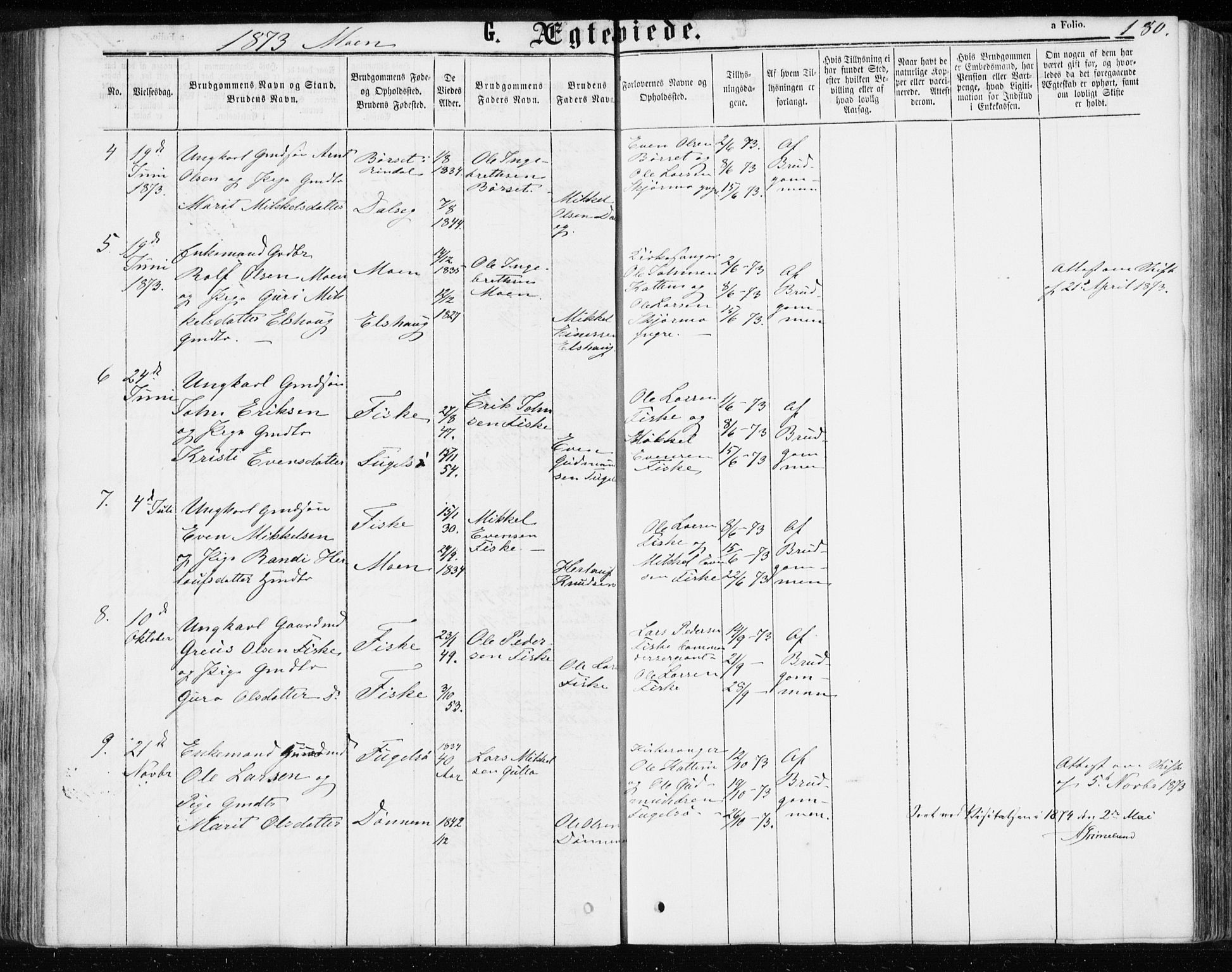 Ministerialprotokoller, klokkerbøker og fødselsregistre - Møre og Romsdal, SAT/A-1454/595/L1045: Parish register (official) no. 595A07, 1863-1873, p. 180
