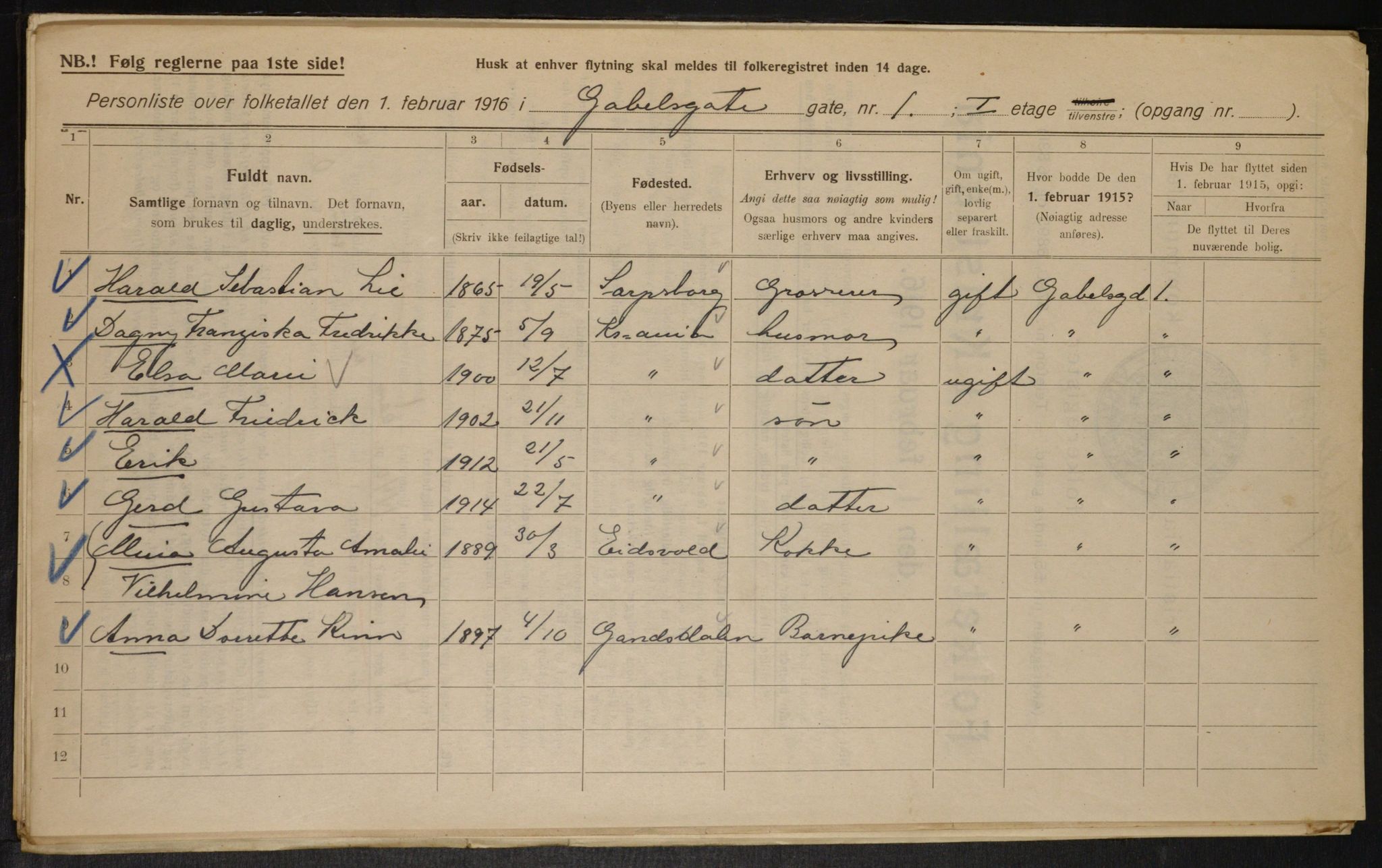 OBA, Municipal Census 1916 for Kristiania, 1916, p. 29077