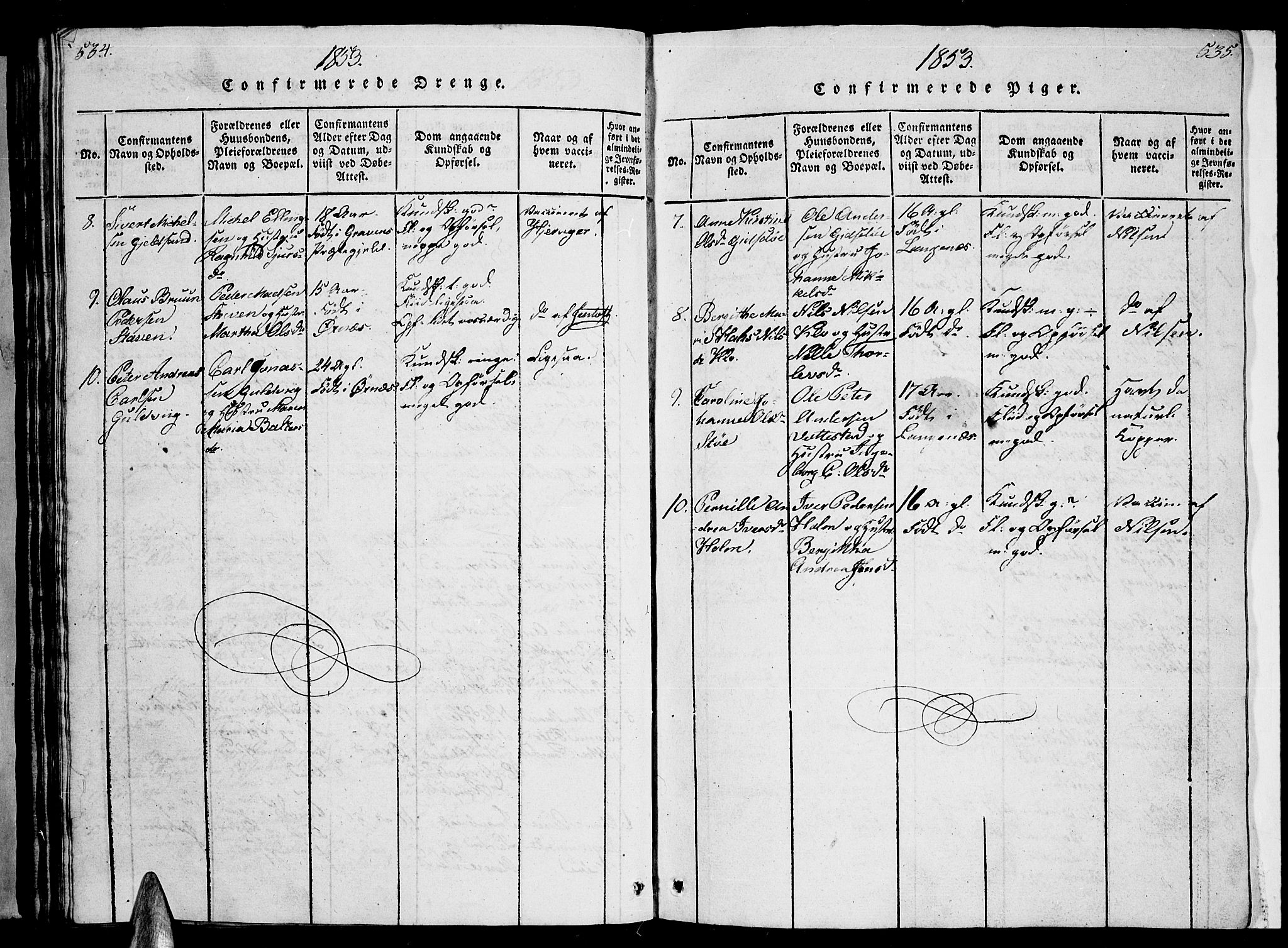 Ministerialprotokoller, klokkerbøker og fødselsregistre - Nordland, AV/SAT-A-1459/893/L1346: Parish register (copy) no. 893C01, 1820-1858, p. 534-535