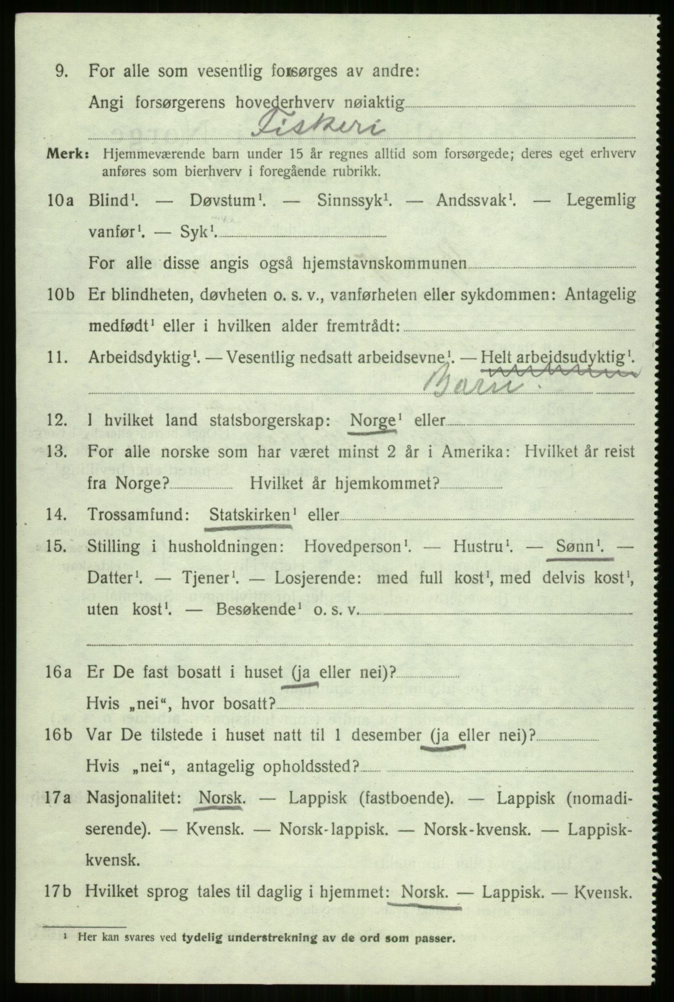 SATØ, 1920 census for Bjarkøy, 1920, p. 3458