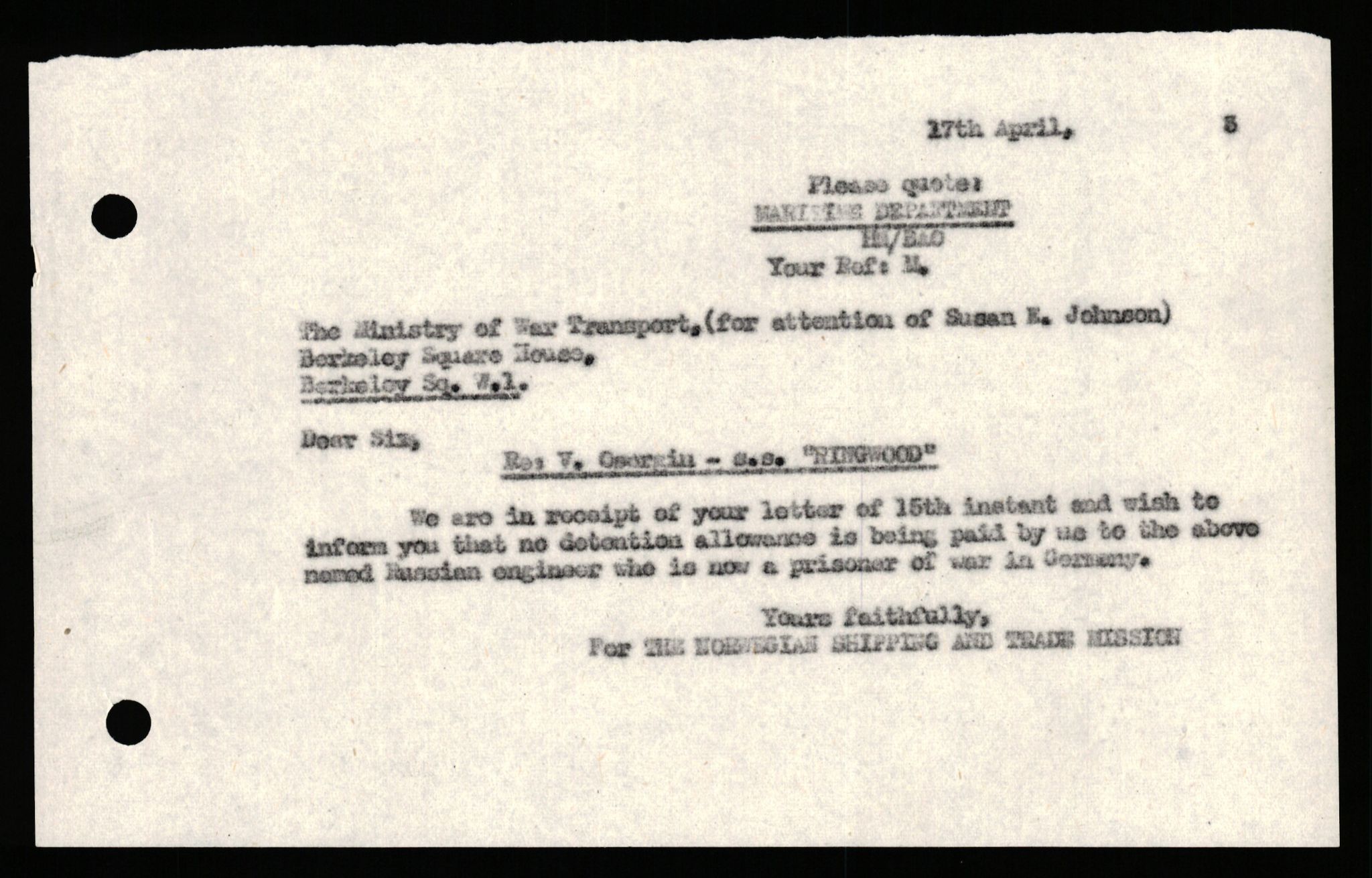 Nortraship London, Central Filing, AV/RA-S-2113/Db/L0503: --, 1940-1946, p. 67