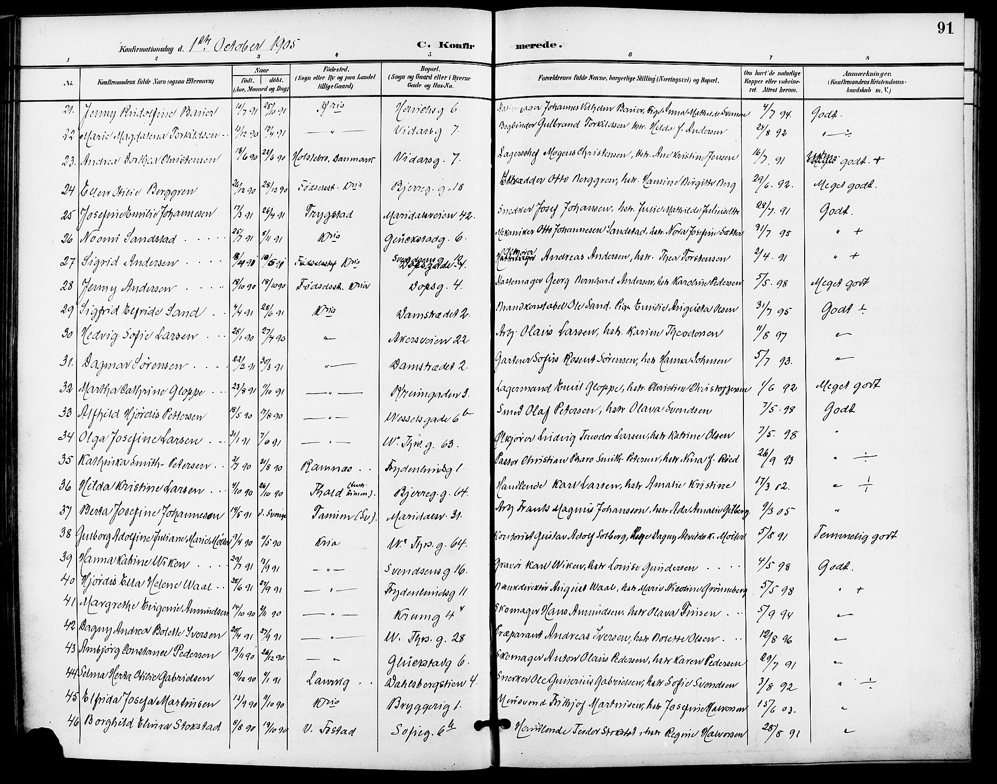 Gamle Aker prestekontor Kirkebøker, AV/SAO-A-10617a/F/L0012: Parish register (official) no. 12, 1898-1910, p. 91