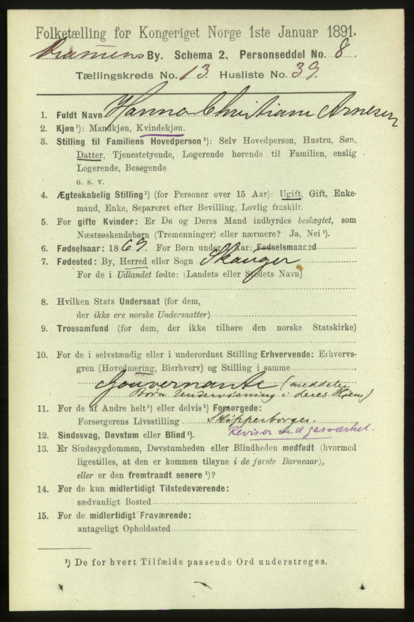 RA, 1891 census for 0602 Drammen, 1891, p. 10045