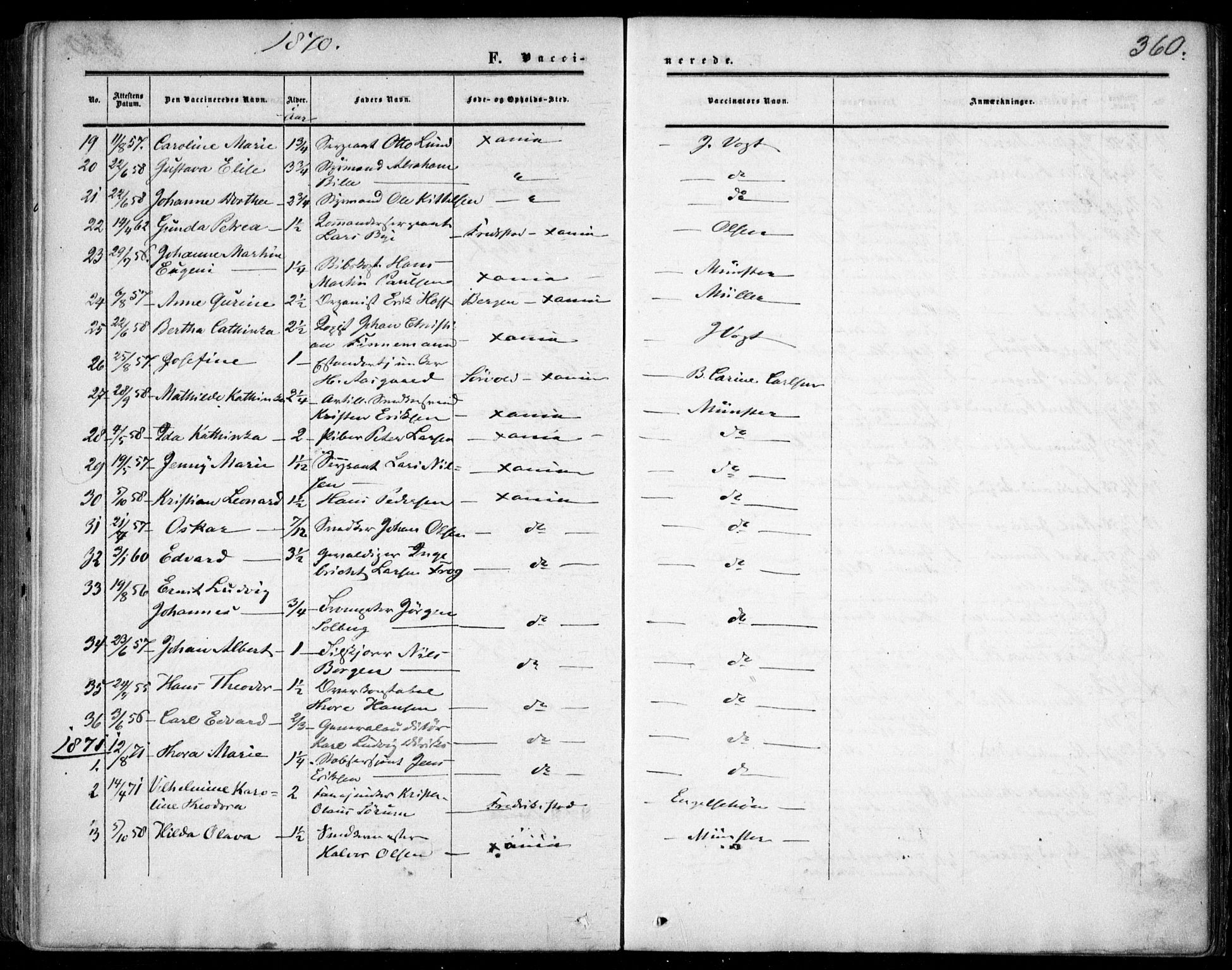 Garnisonsmenigheten Kirkebøker, SAO/A-10846/F/Fa/L0011: Parish register (official) no. 11, 1870-1880, p. 360