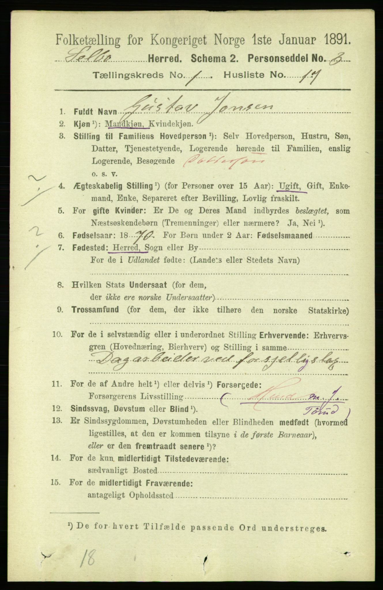 RA, 1891 census for 1664 Selbu, 1891, p. 201