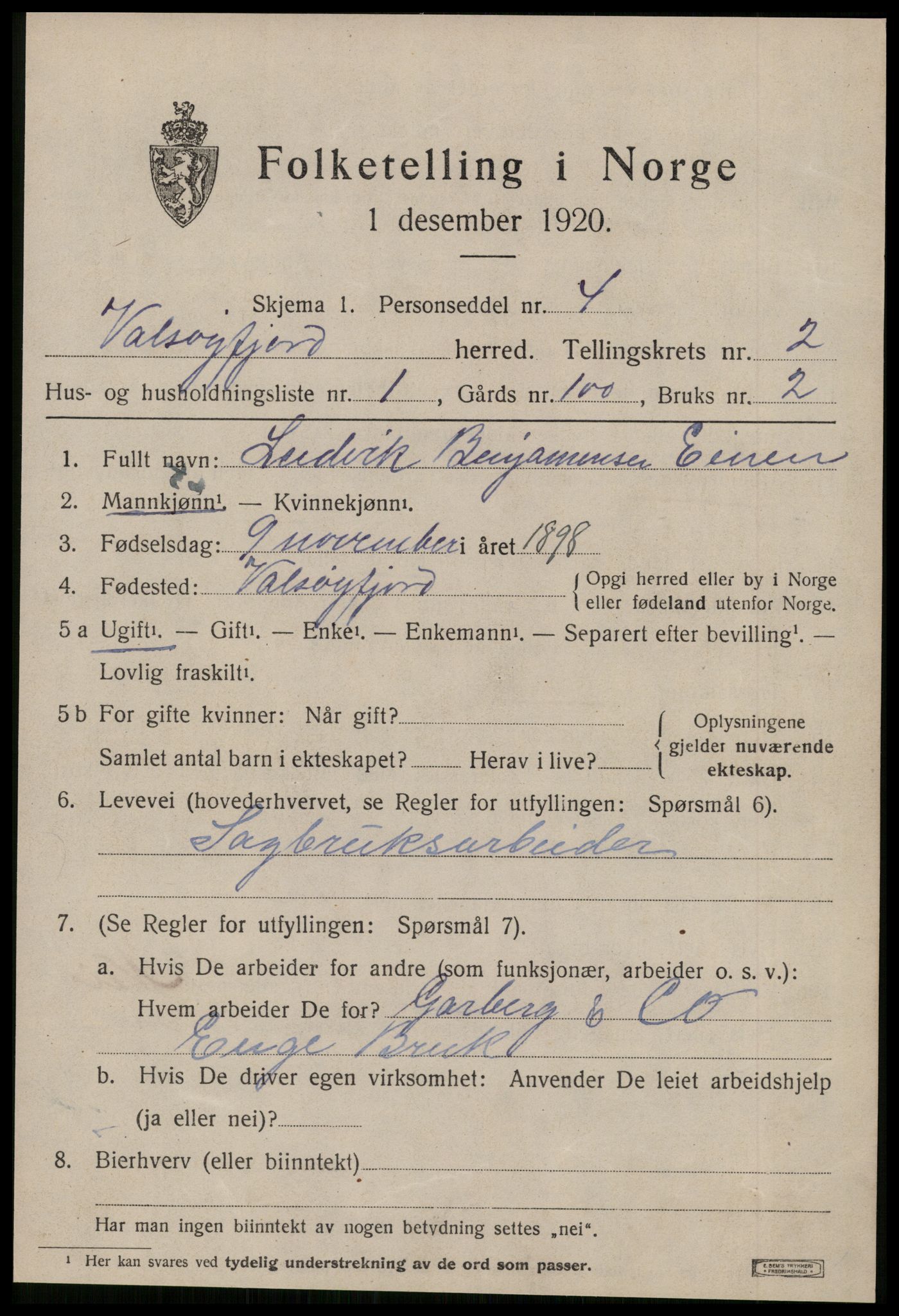 SAT, 1920 census for Valsøyfjord, 1920, p. 765