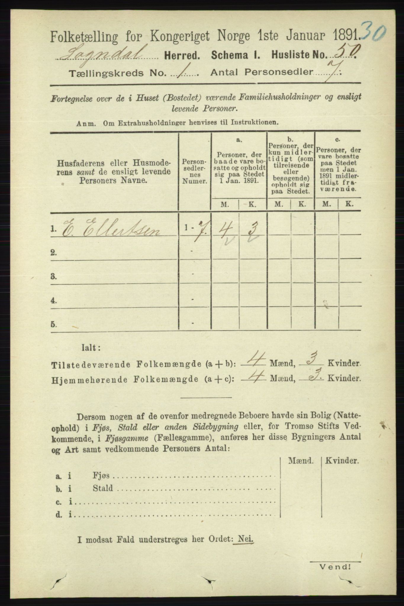 RA, 1891 census for 1111 Sokndal, 1891, p. 76