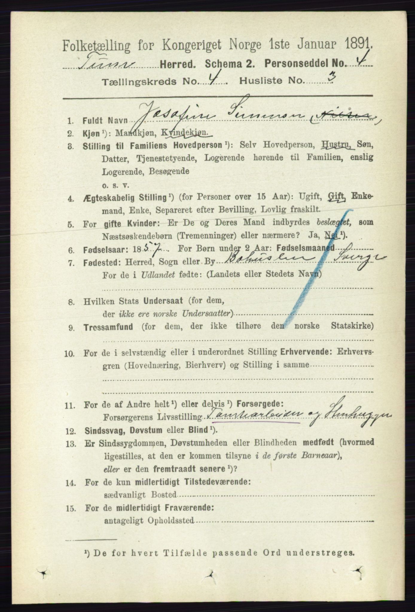 RA, 1891 census for 0130 Tune, 1891, p. 2213