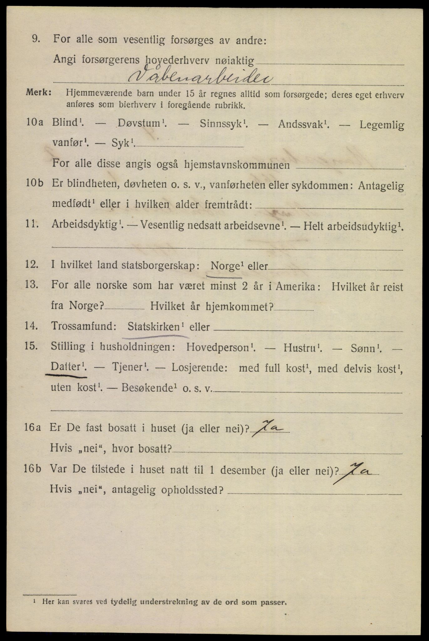 SAKO, 1920 census for Kongsberg, 1920, p. 9197