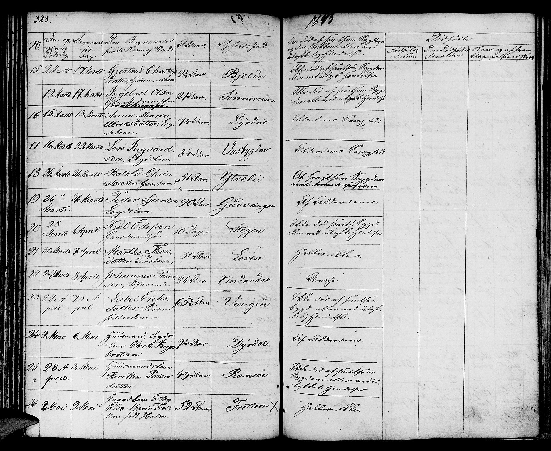 Aurland sokneprestembete, SAB/A-99937/H/Ha/Haa/L0006: Parish register (official) no. A 6, 1821-1859, p. 323