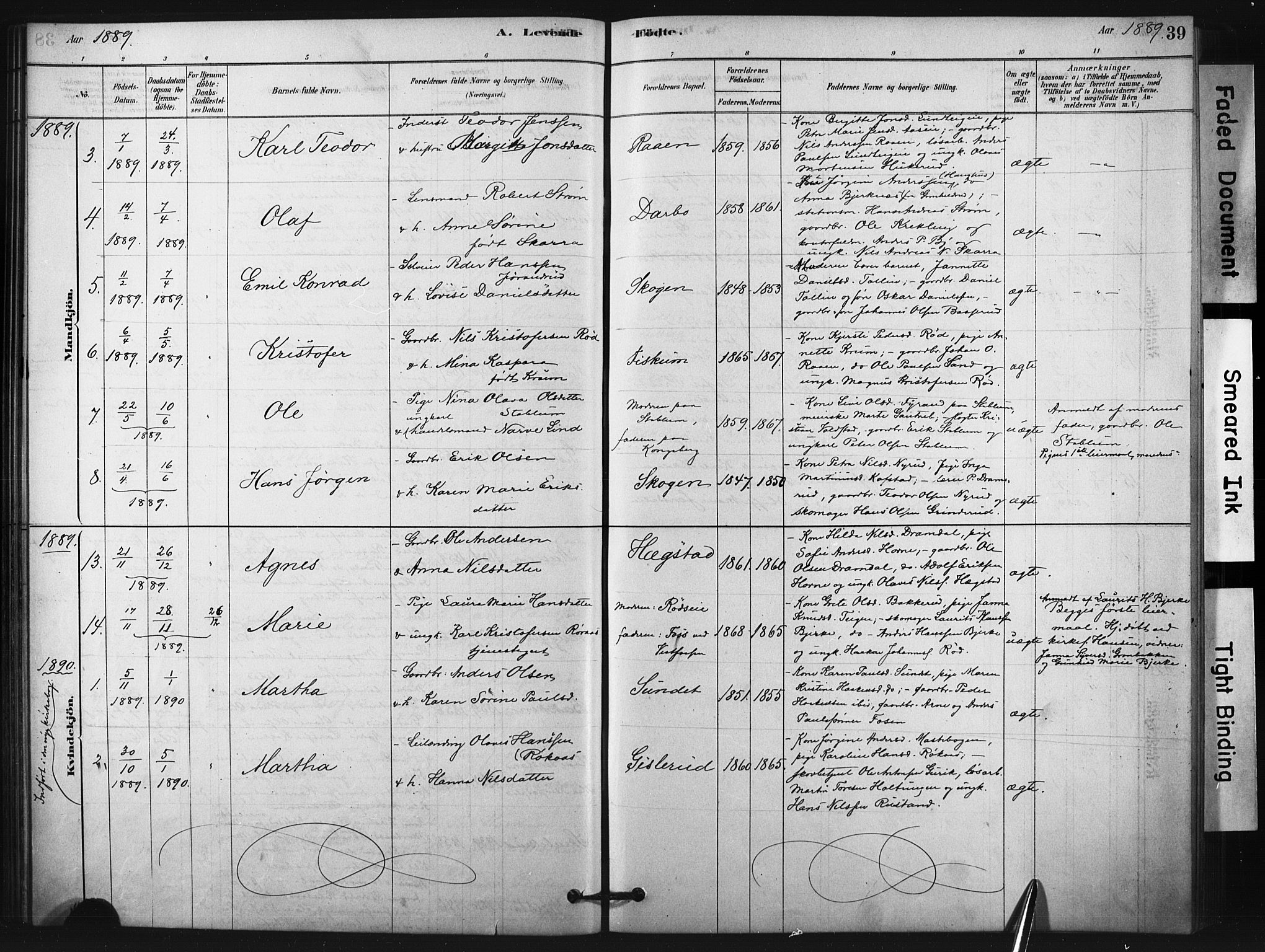 Fiskum kirkebøker, AV/SAKO-A-15/F/Fa/L0002: Parish register (official) no. 2, 1878-1890, p. 39