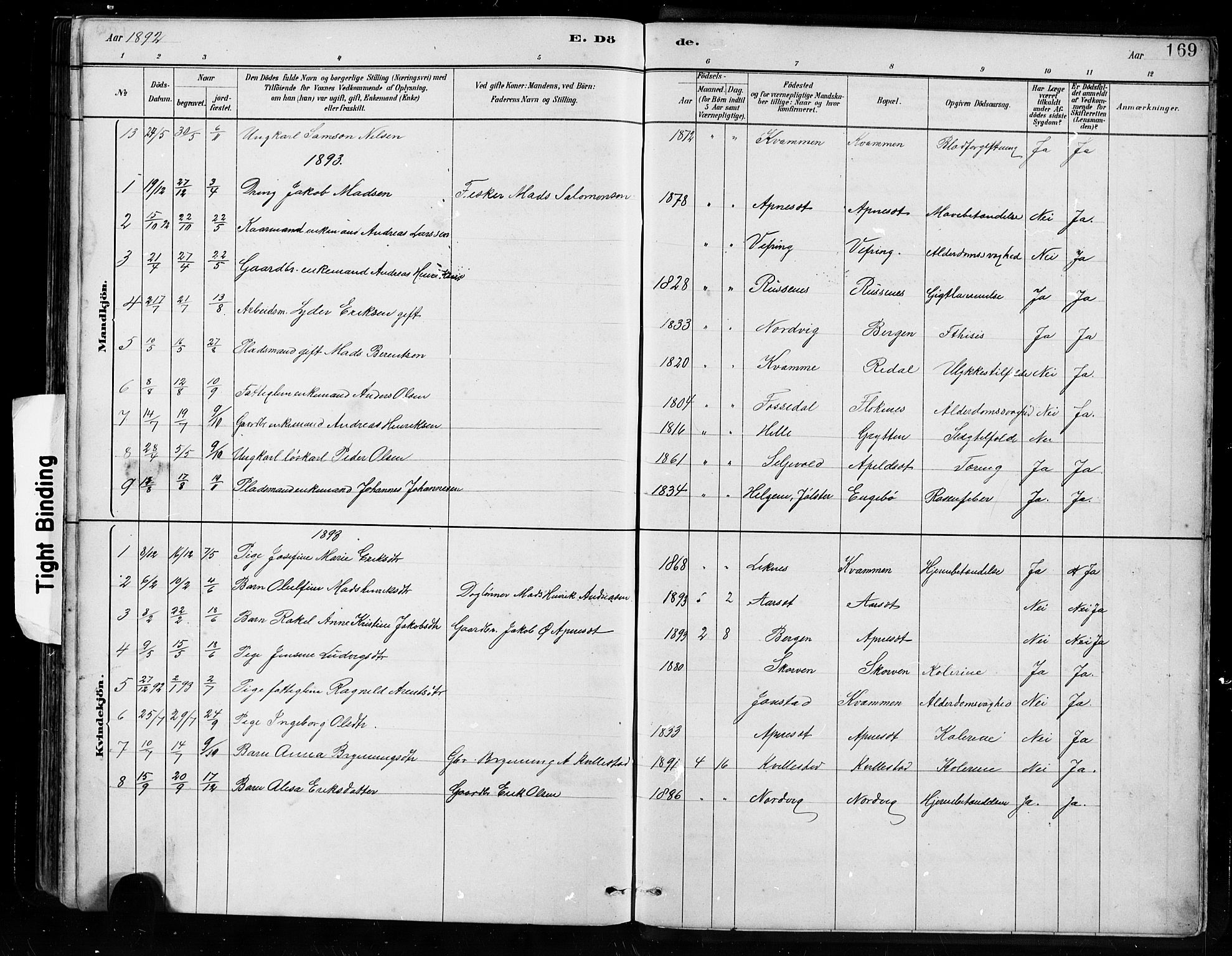 Førde sokneprestembete, SAB/A-79901/H/Hab/Habe/L0001: Parish register (copy) no. E 1, 1881-1920, p. 169