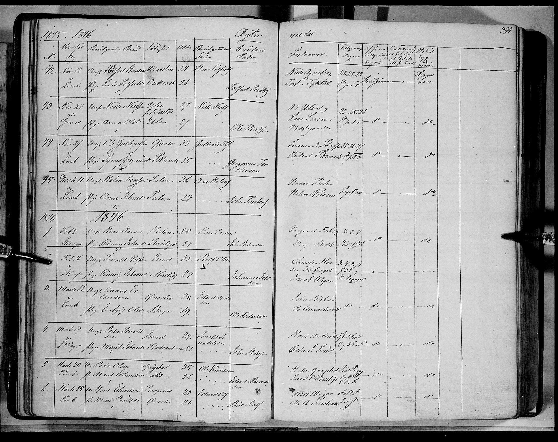 Lom prestekontor, SAH/PREST-070/K/L0006: Parish register (official) no. 6B, 1837-1863, p. 394