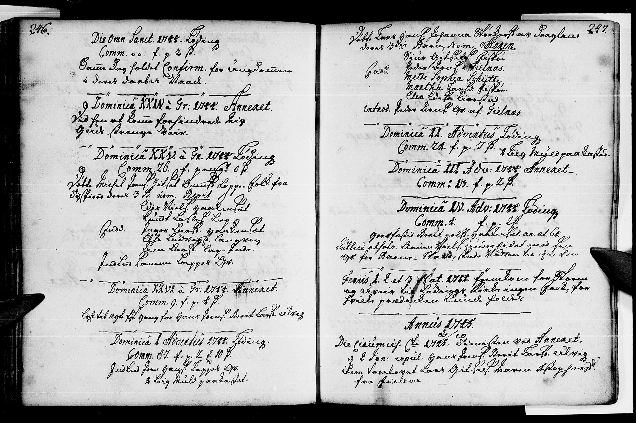 Ministerialprotokoller, klokkerbøker og fødselsregistre - Nordland, AV/SAT-A-1459/872/L1028: Parish register (official) no. 872A03, 1734-1764, p. 246-247