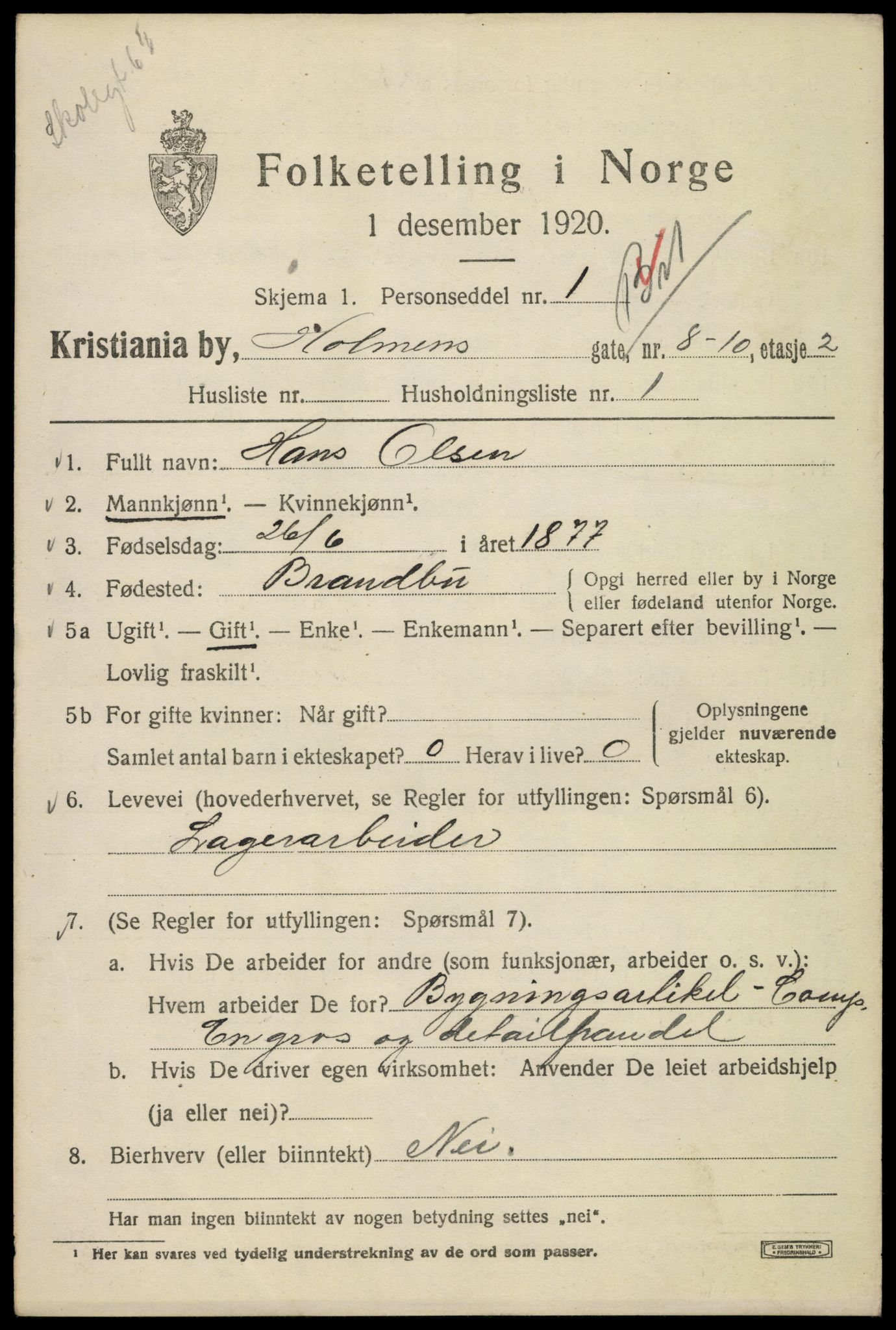 SAO, 1920 census for Kristiania, 1920, p. 296869