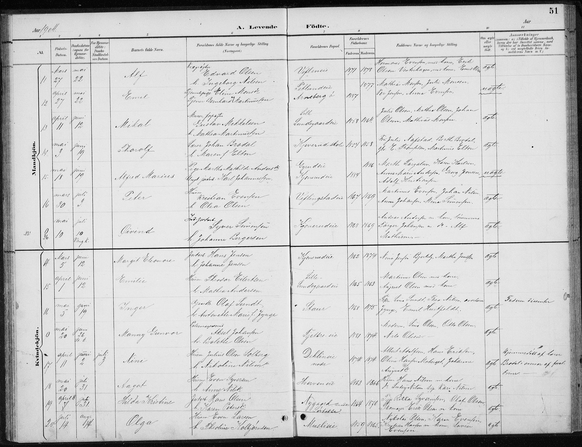Stange prestekontor, SAH/PREST-002/L/L0010: Parish register (copy) no. 10, 1894-1905, p. 51