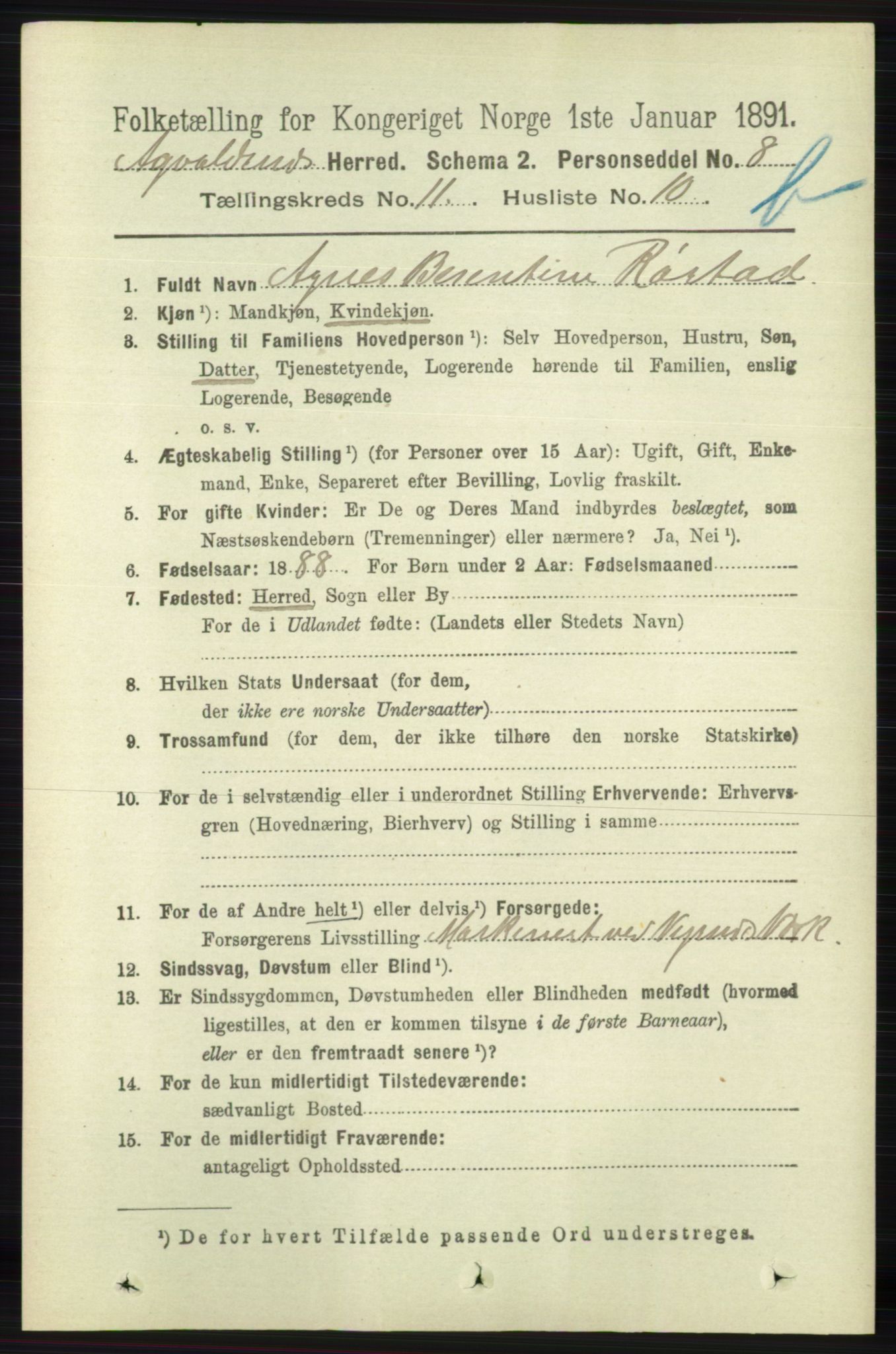 RA, 1891 census for 1147 Avaldsnes, 1891, p. 6372