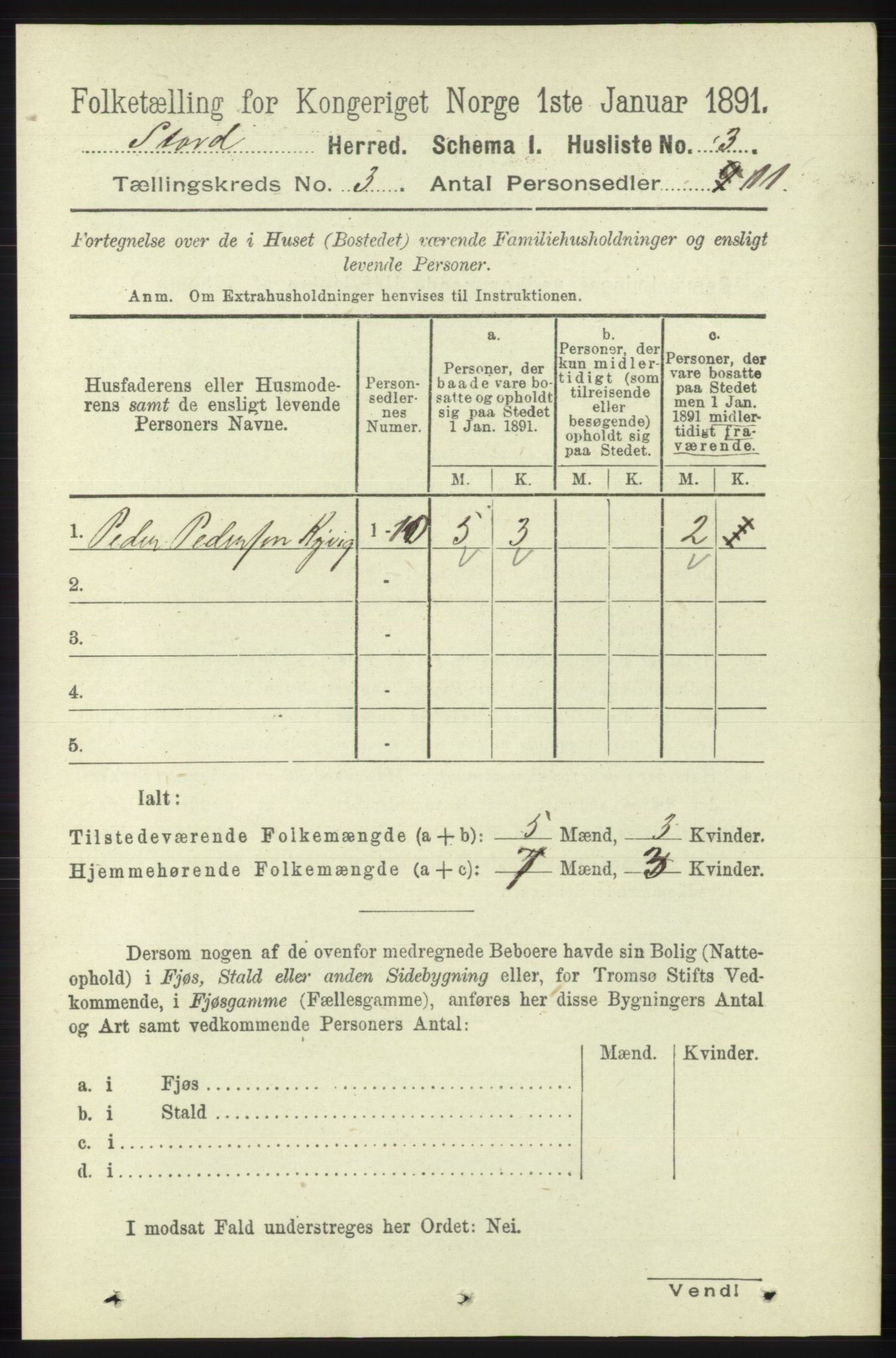 RA, 1891 census for 1221 Stord, 1891, p. 469