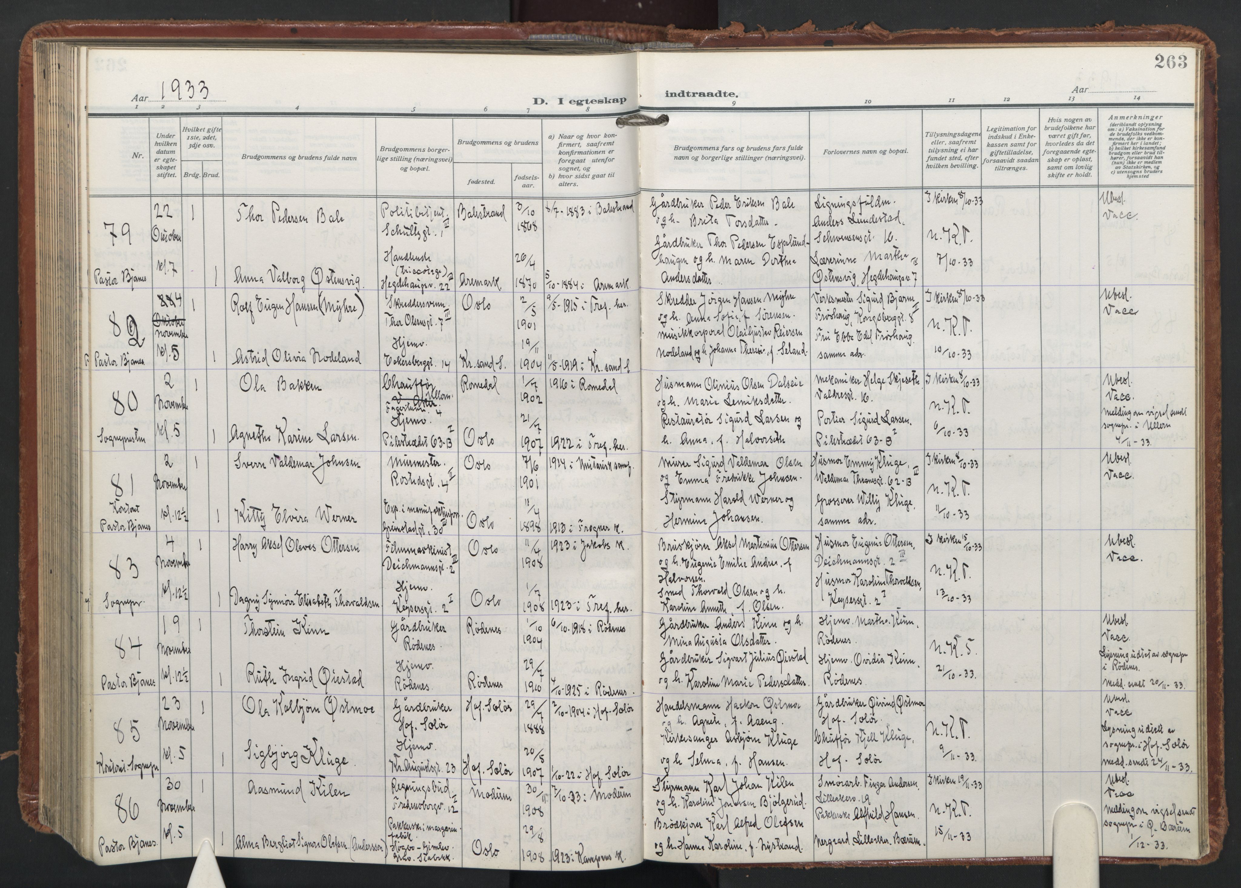 Trefoldighet prestekontor Kirkebøker, AV/SAO-A-10882/F/Fc/L0009: Parish register (official) no. III 9, 1922-1936, p. 263