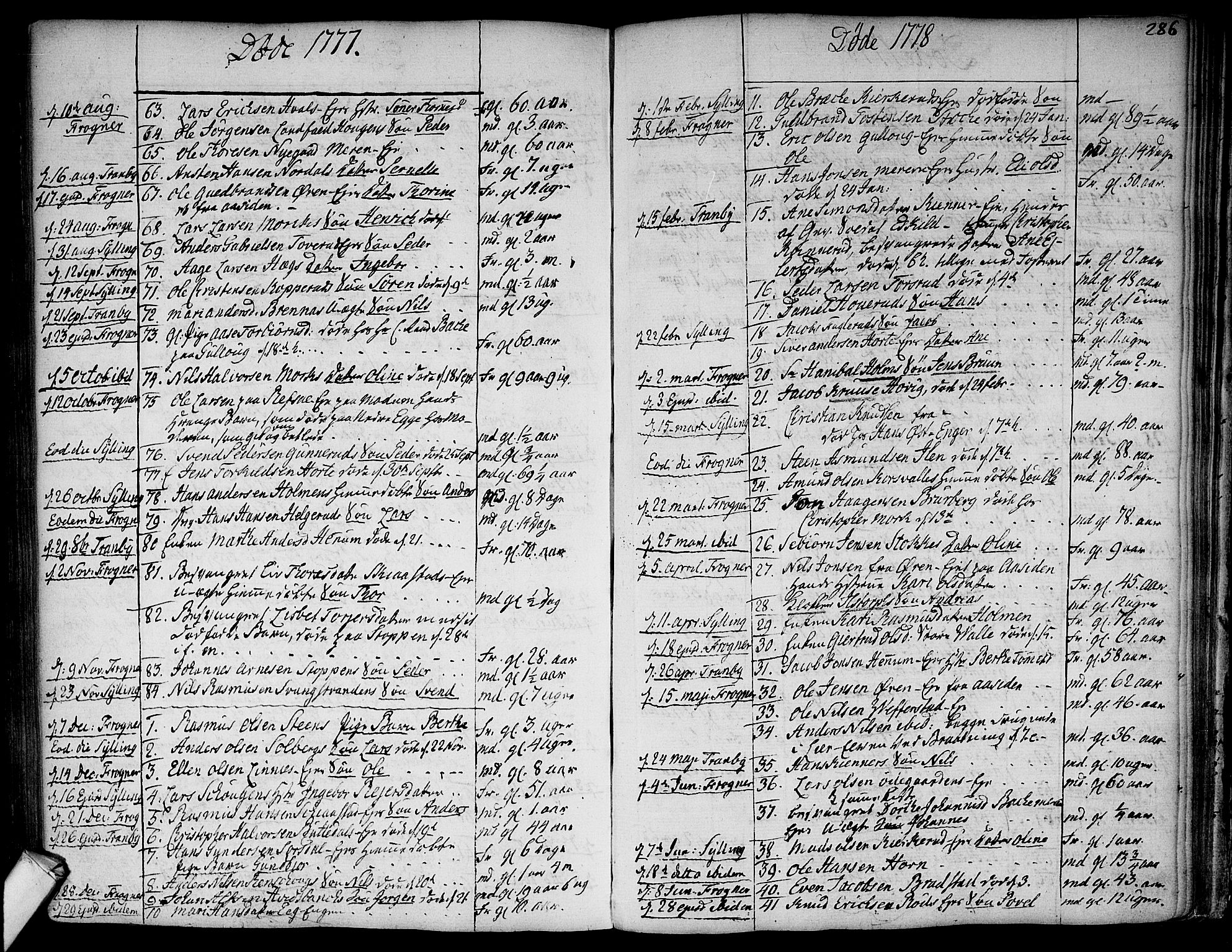 Lier kirkebøker, AV/SAKO-A-230/F/Fa/L0006: Parish register (official) no. I 6, 1777-1794, p. 285-286