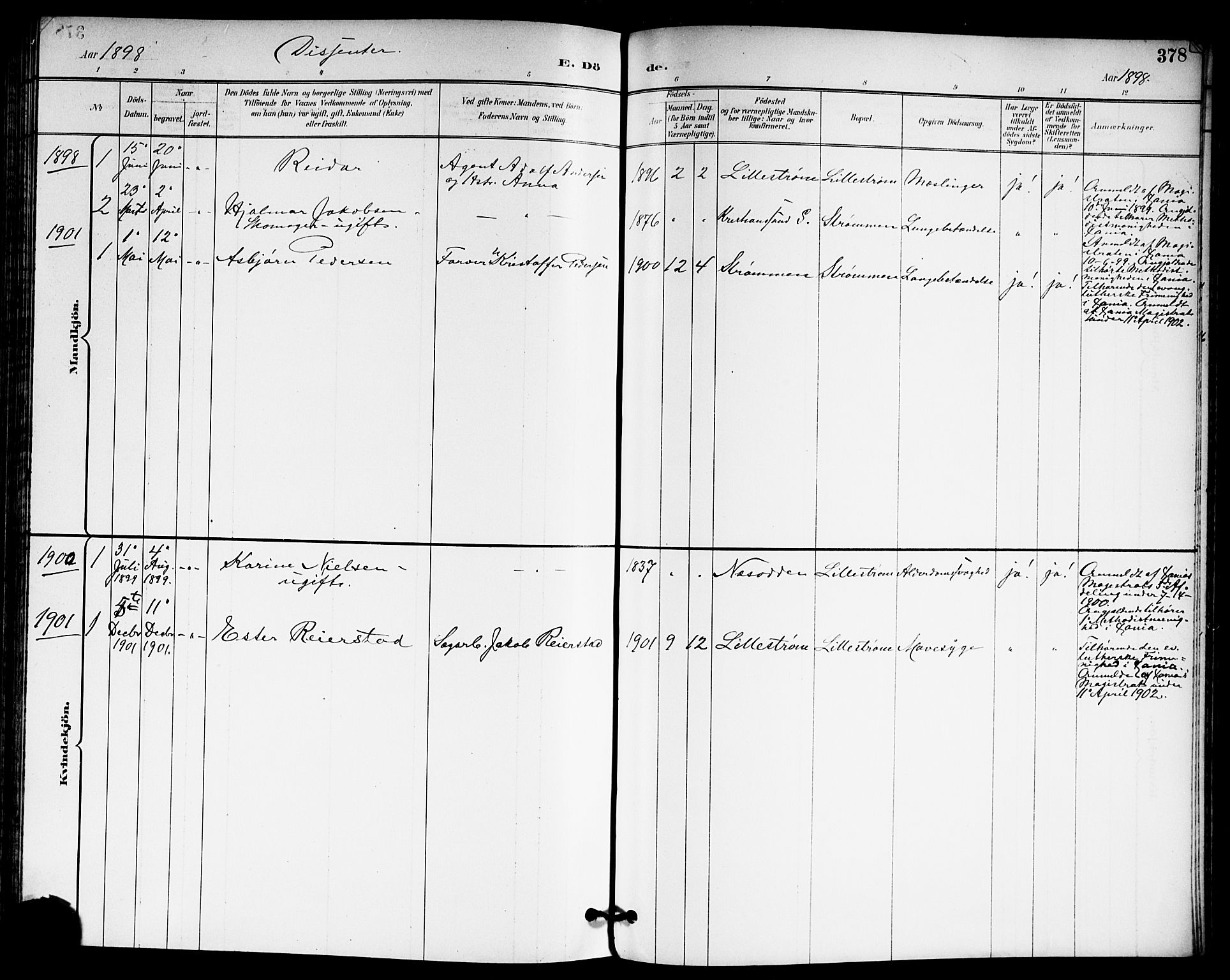 Skedsmo prestekontor Kirkebøker, SAO/A-10033a/G/Ga/L0005a: Parish register (copy) no. I 5A, 1896-1901, p. 378