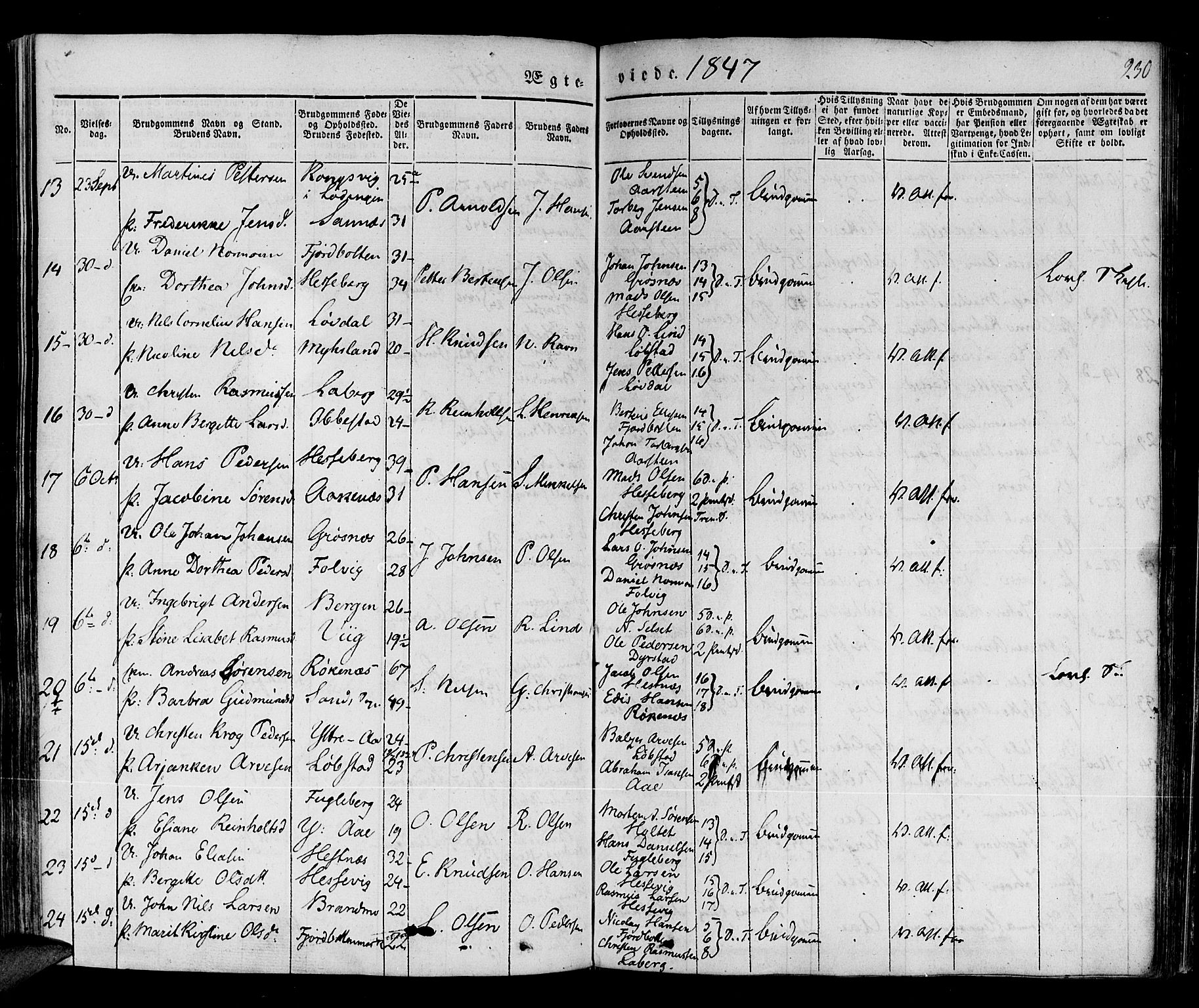 Ibestad sokneprestembete, SATØ/S-0077/H/Ha/Haa/L0006kirke: Parish register (official) no. 6, 1837-1850, p. 230
