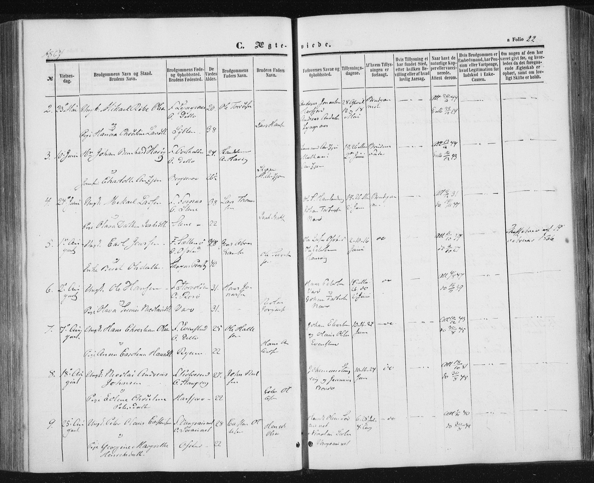 Ministerialprotokoller, klokkerbøker og fødselsregistre - Nord-Trøndelag, SAT/A-1458/784/L0670: Parish register (official) no. 784A05, 1860-1876, p. 22