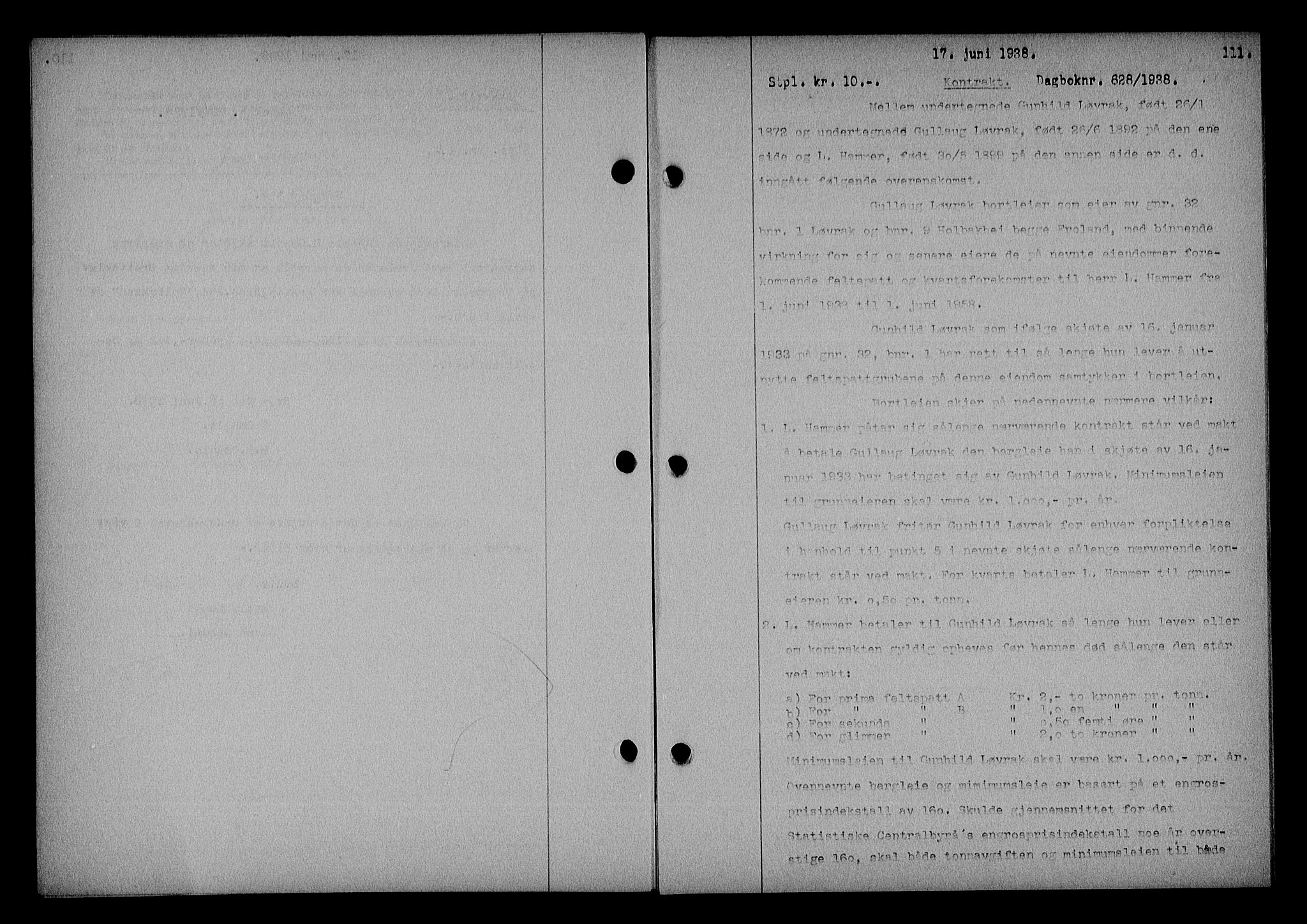 Nedenes sorenskriveri, AV/SAK-1221-0006/G/Gb/Gba/L0045: Mortgage book no. 41, 1938-1938, Diary no: : 628/1938