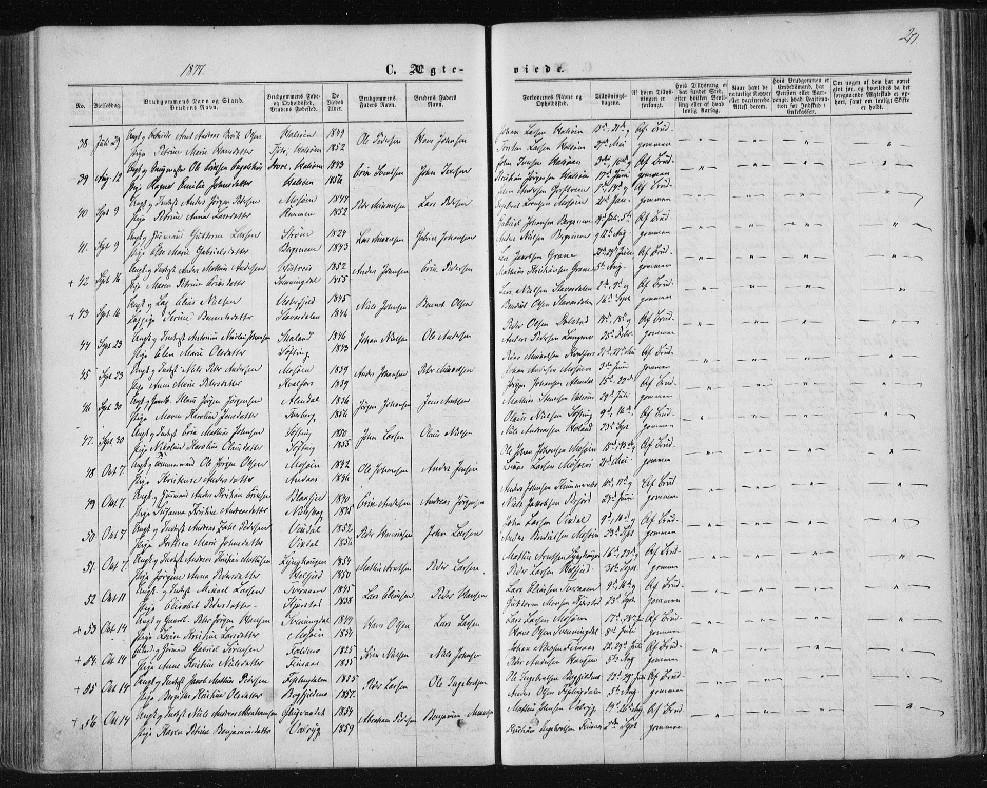 Ministerialprotokoller, klokkerbøker og fødselsregistre - Nordland, SAT/A-1459/820/L0294: Parish register (official) no. 820A15, 1866-1879, p. 271
