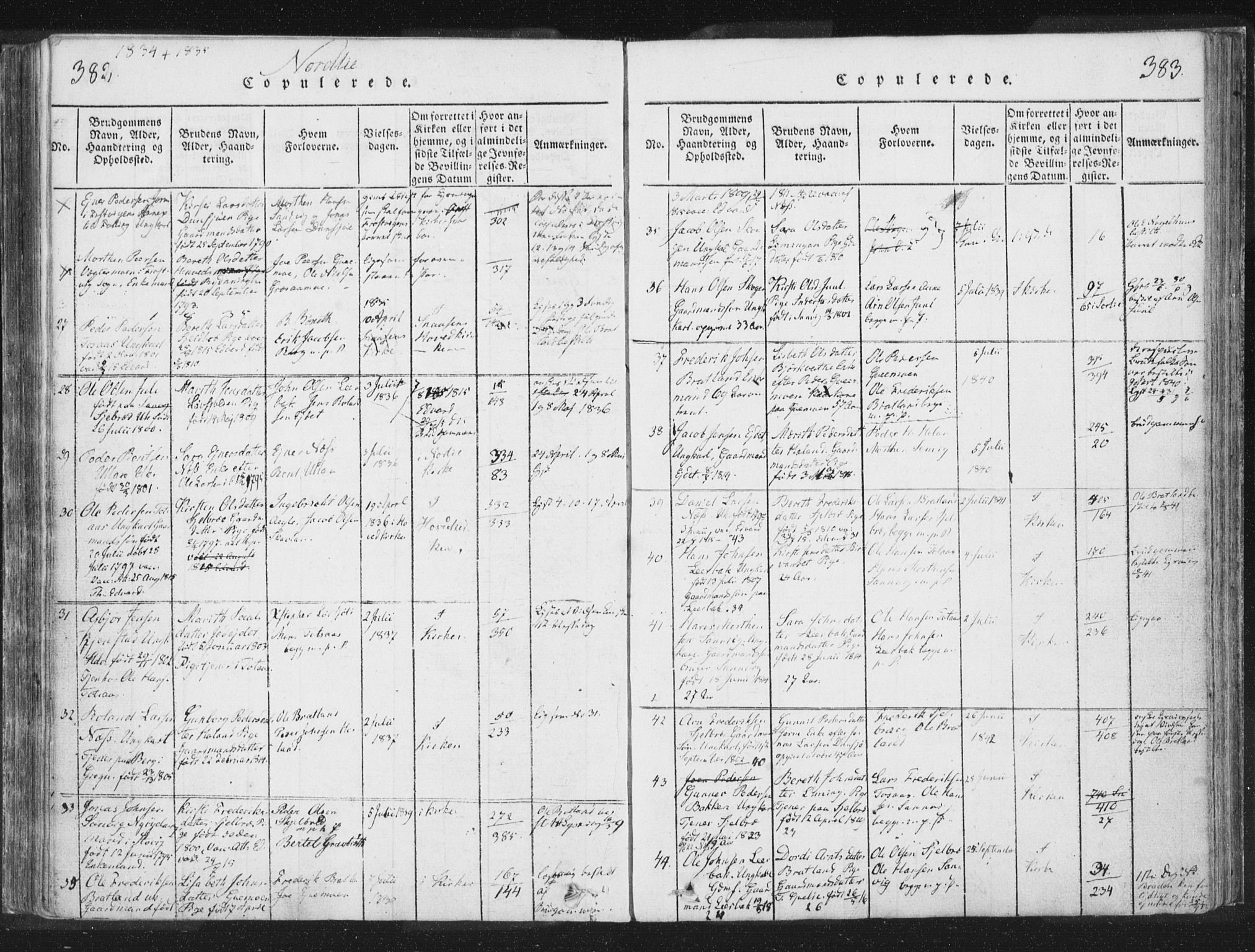 Ministerialprotokoller, klokkerbøker og fødselsregistre - Nord-Trøndelag, AV/SAT-A-1458/755/L0491: Parish register (official) no. 755A01 /1, 1817-1864, p. 382-383