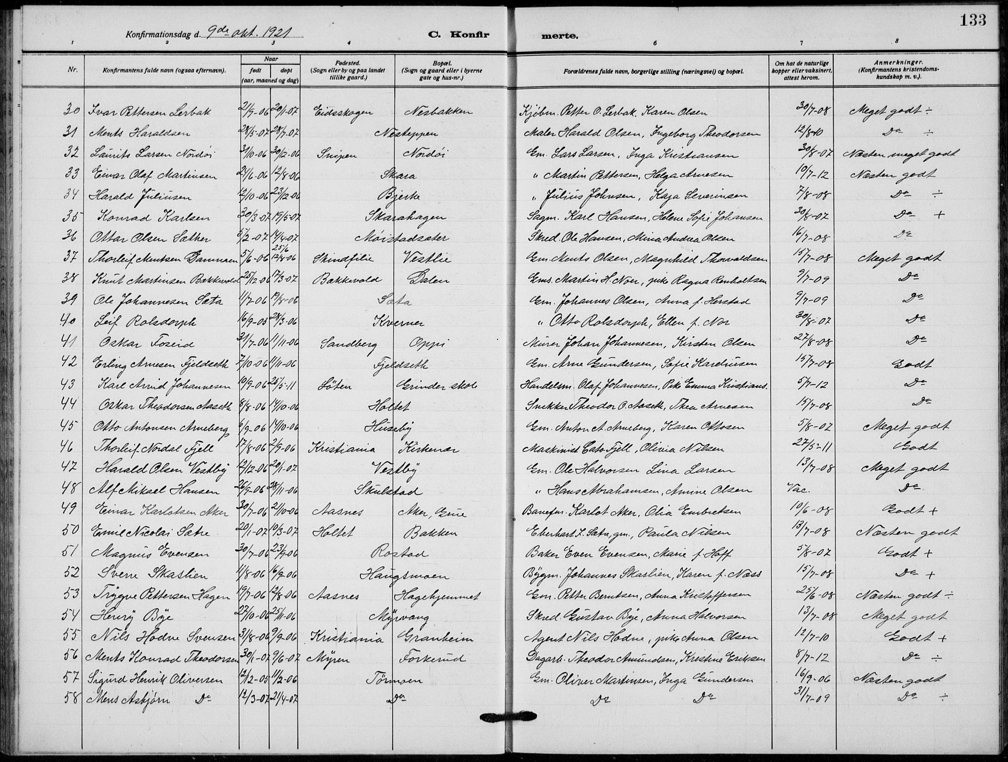 Grue prestekontor, SAH/PREST-036/H/Ha/Hab/L0008: Parish register (copy) no. 8, 1921-1934, p. 133