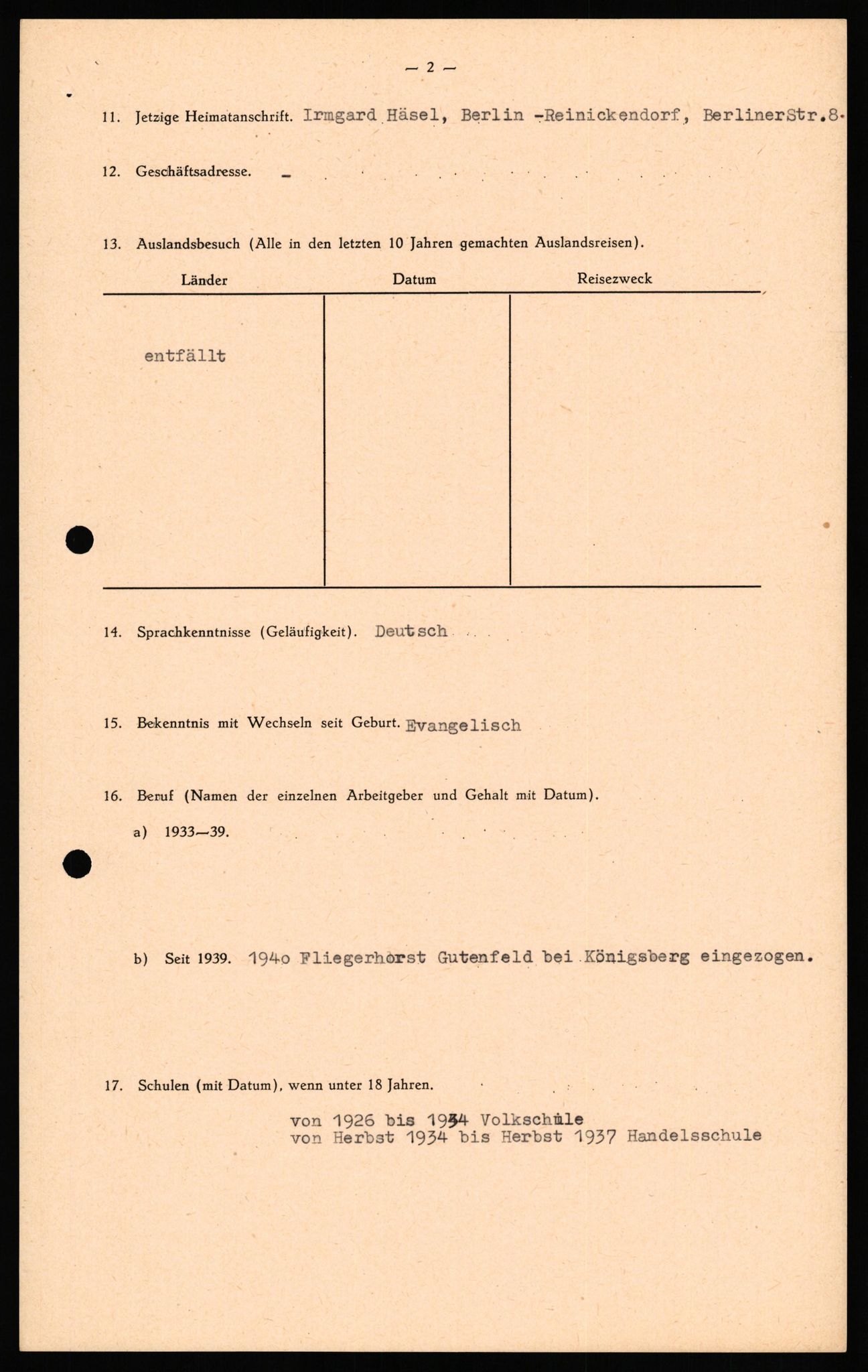 Forsvaret, Forsvarets overkommando II, AV/RA-RAFA-3915/D/Db/L0037: CI Questionaires. Tyske okkupasjonsstyrker i Norge. Tyskere., 1945-1946, p. 65