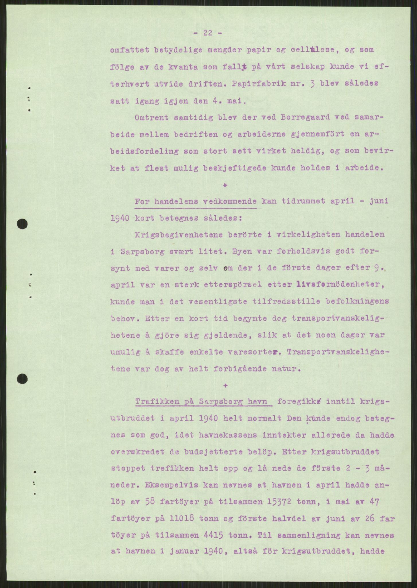 Forsvaret, Forsvarets krigshistoriske avdeling, AV/RA-RAFA-2017/Y/Ya/L0013: II-C-11-31 - Fylkesmenn.  Rapporter om krigsbegivenhetene 1940., 1940, p. 172