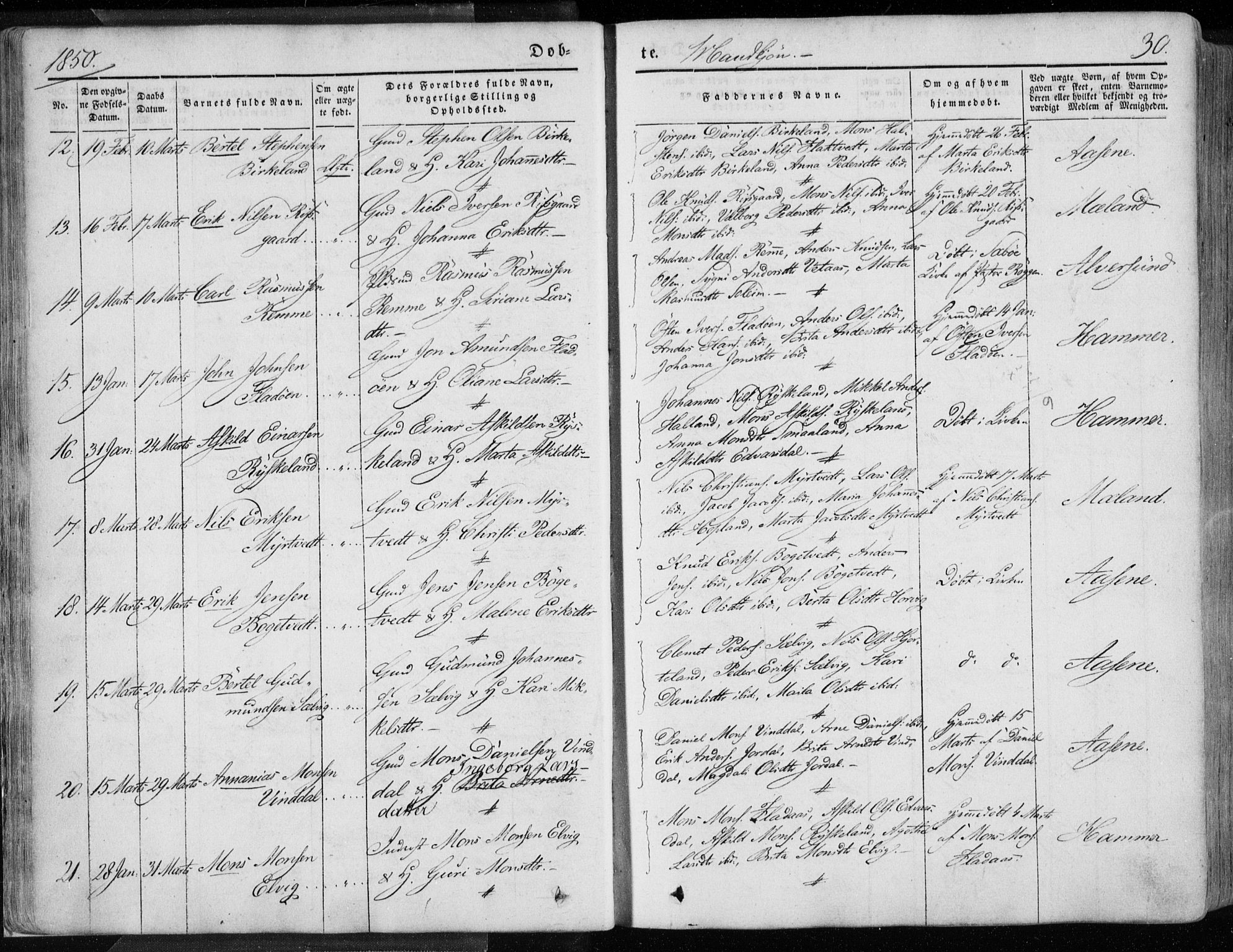 Hamre sokneprestembete, AV/SAB-A-75501/H/Ha/Haa/Haaa/L0013: Parish register (official) no. A 13, 1846-1857, p. 30