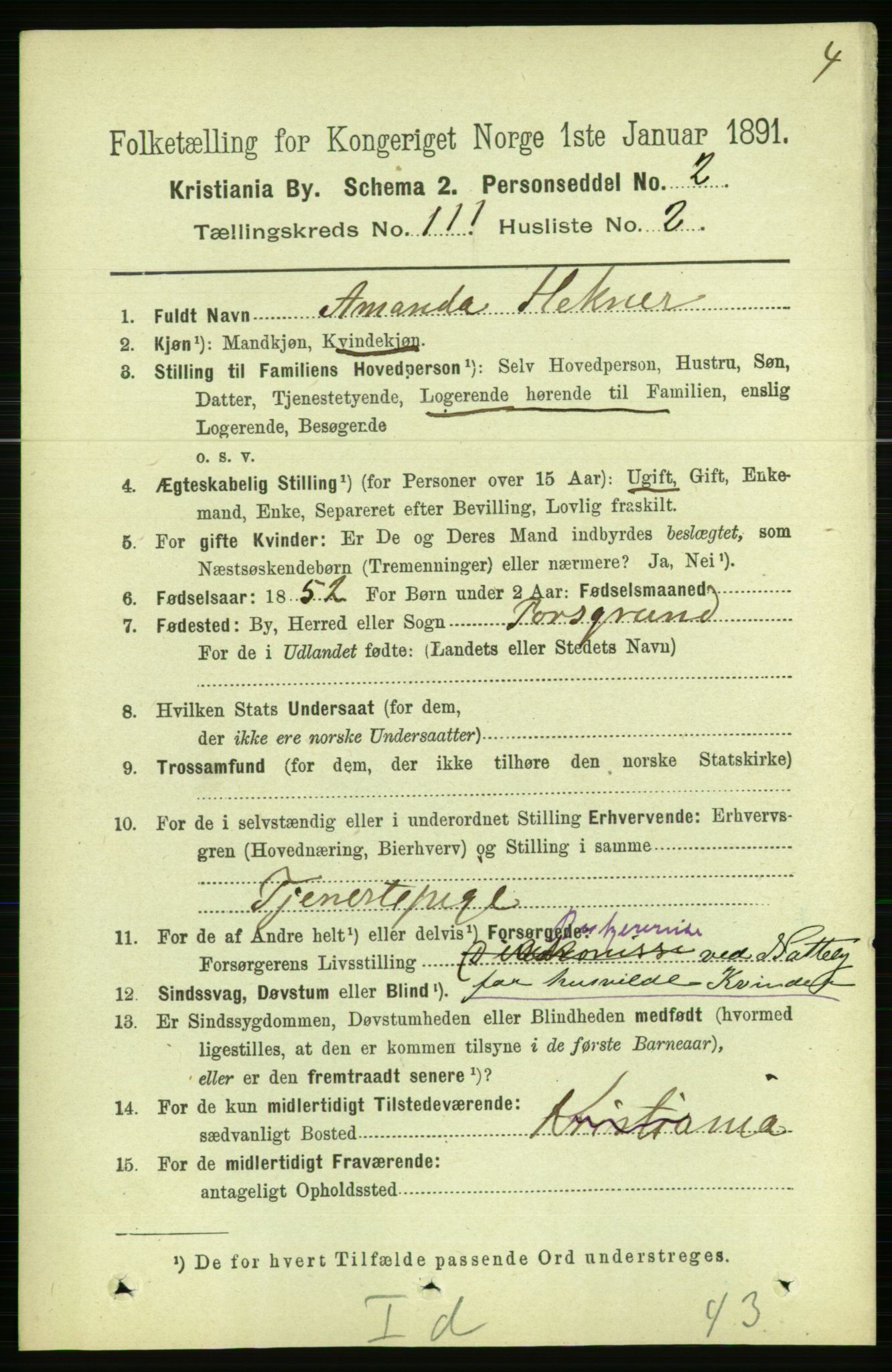 RA, 1891 census for 0301 Kristiania, 1891, p. 57926