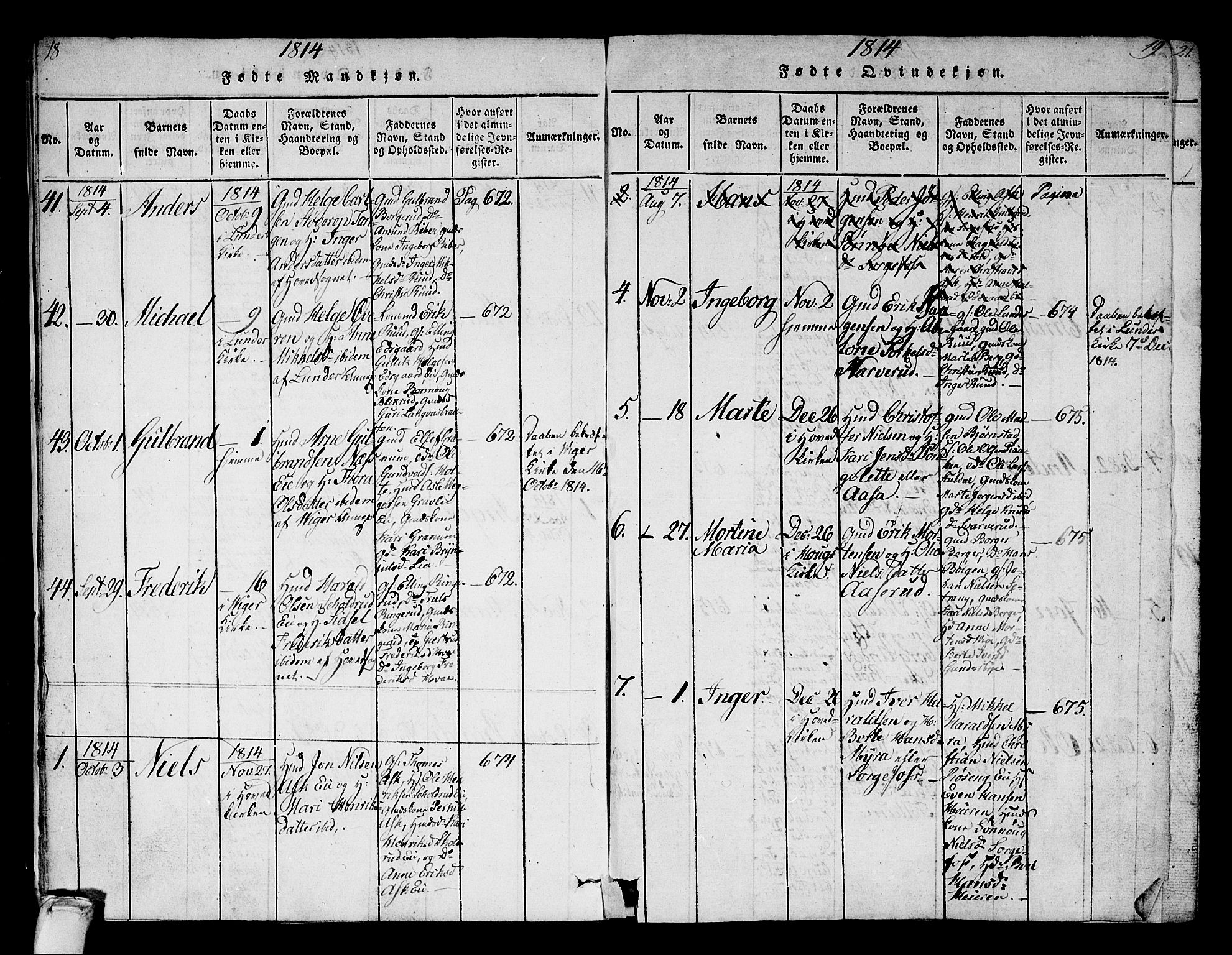 Norderhov kirkebøker, AV/SAKO-A-237/F/Fa/L0008: Parish register (official) no. 8, 1814-1833, p. 18-19