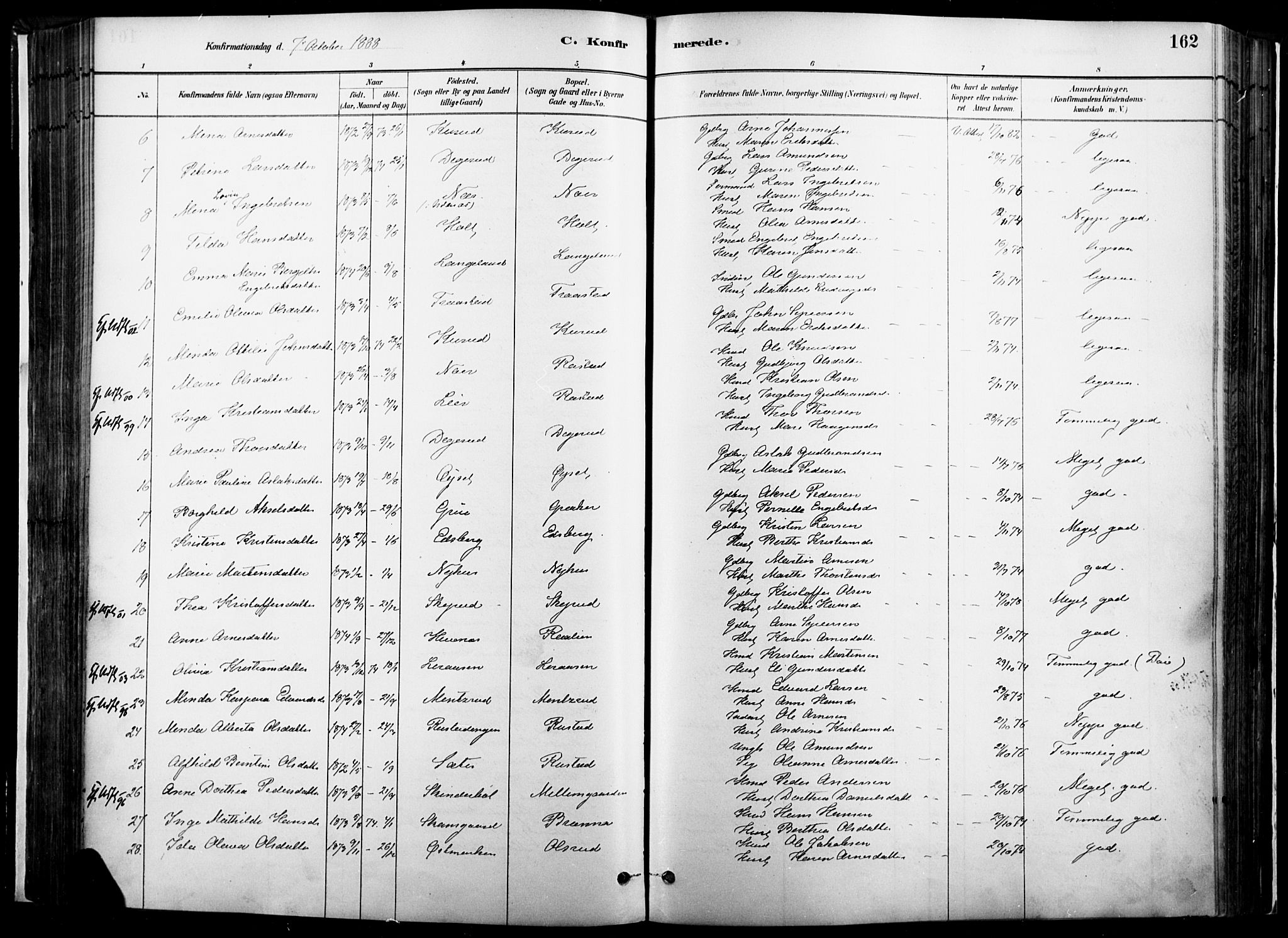 Vinger prestekontor, AV/SAH-PREST-024/H/Ha/Haa/L0014: Parish register (official) no. 14, 1881-1900, p. 162