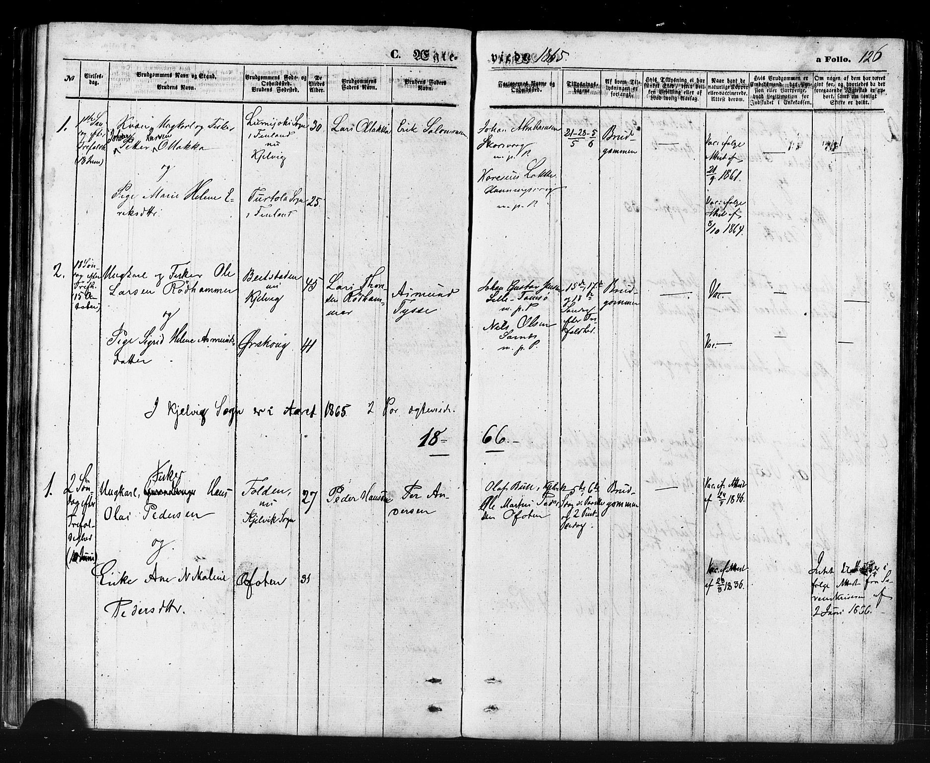 Måsøy sokneprestkontor, AV/SATØ-S-1348/H/Ha/L0006kirke: Parish register (official) no. 6, 1861-1886, p. 126