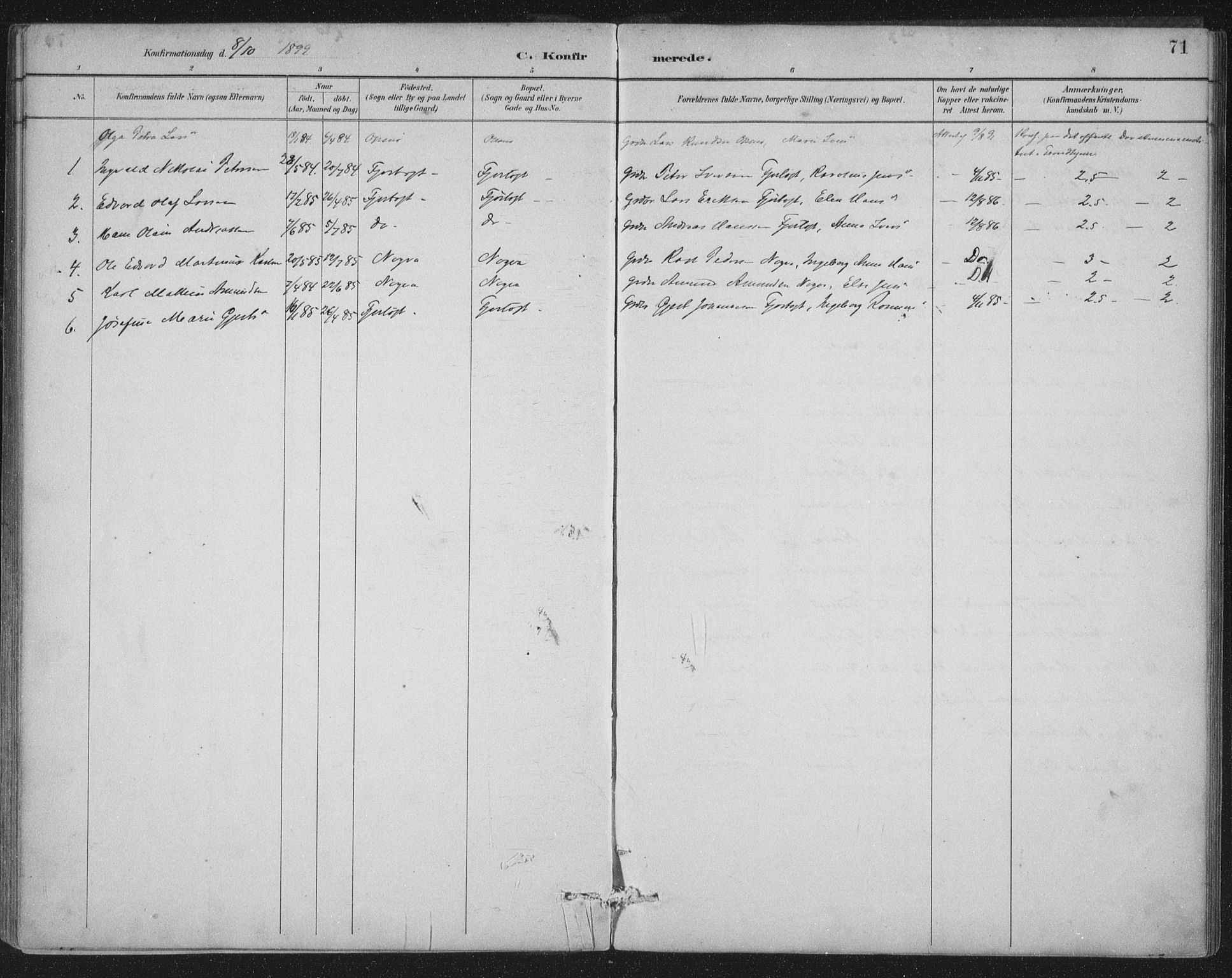 Ministerialprotokoller, klokkerbøker og fødselsregistre - Møre og Romsdal, SAT/A-1454/538/L0522: Parish register (official) no. 538A01, 1884-1913, p. 71