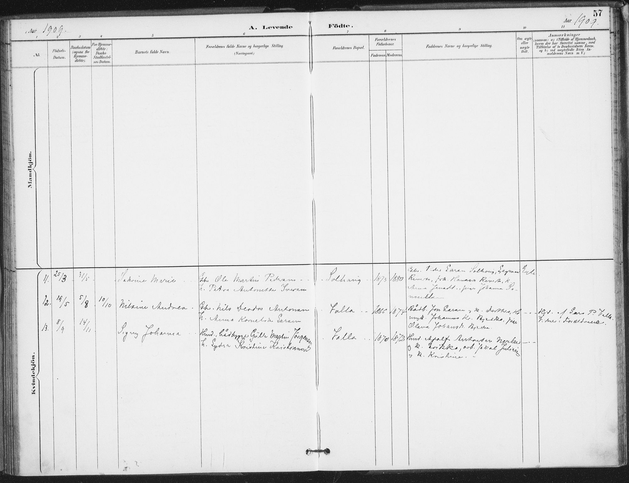 Ministerialprotokoller, klokkerbøker og fødselsregistre - Nordland, SAT/A-1459/826/L0380: Parish register (official) no. 826A03, 1891-1911, p. 57