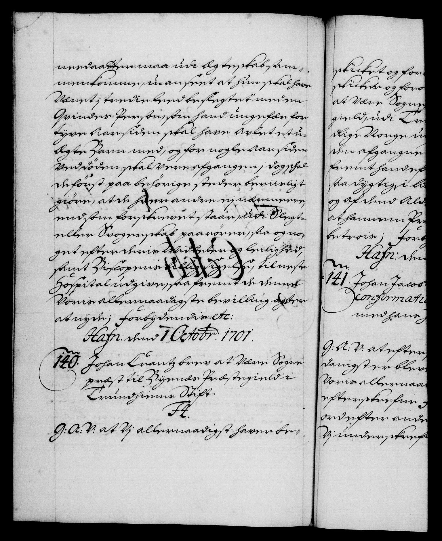 Danske Kanselli 1572-1799, RA/EA-3023/F/Fc/Fca/Fcaa/L0018: Norske registre, 1699-1703, p. 252b