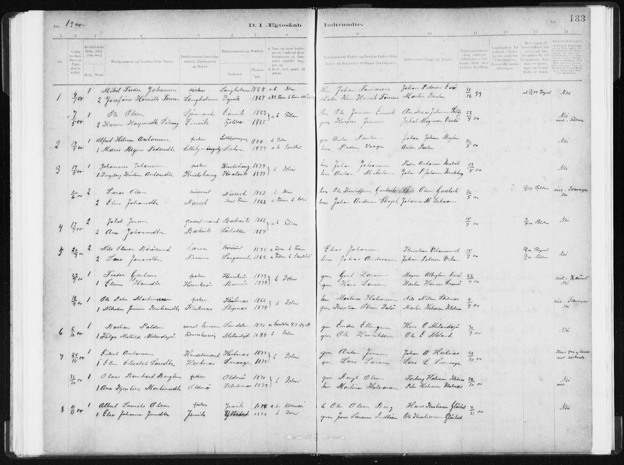 Ministerialprotokoller, klokkerbøker og fødselsregistre - Sør-Trøndelag, SAT/A-1456/634/L0533: Parish register (official) no. 634A09, 1882-1901, p. 133