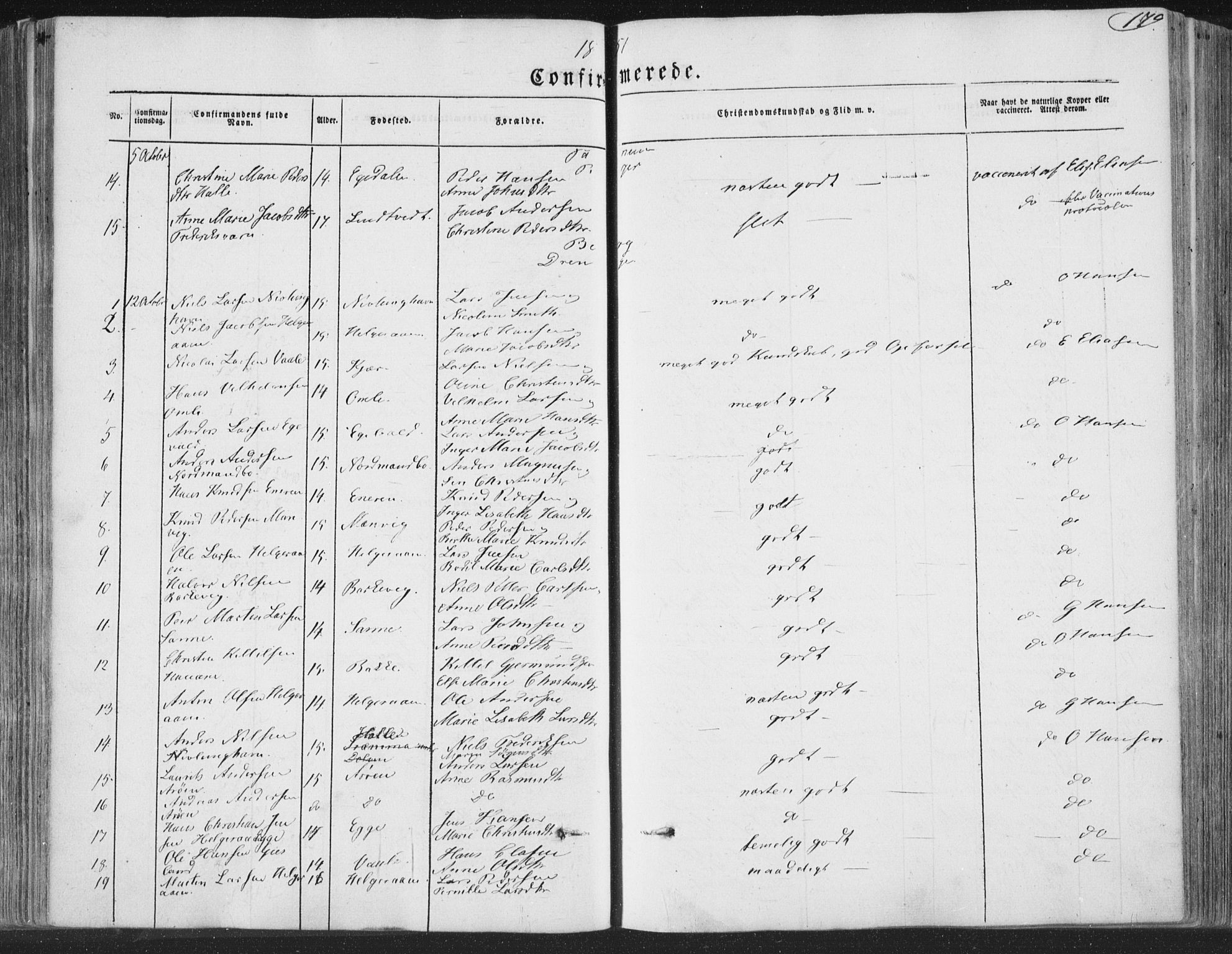 Brunlanes kirkebøker, SAKO/A-342/F/Fa/L0004: Parish register (official) no. I 4, 1846-1862, p. 179