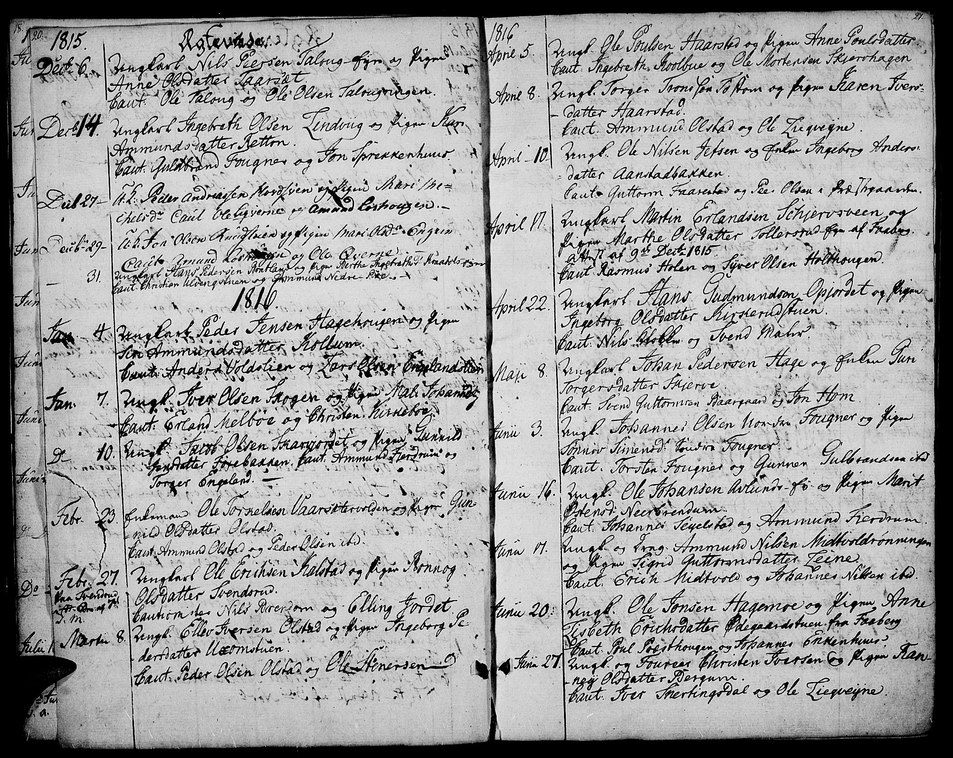 Gausdal prestekontor, AV/SAH-PREST-090/H/Ha/Haa/L0004: Parish register (official) no. 4, 1809-1817, p. 20-21