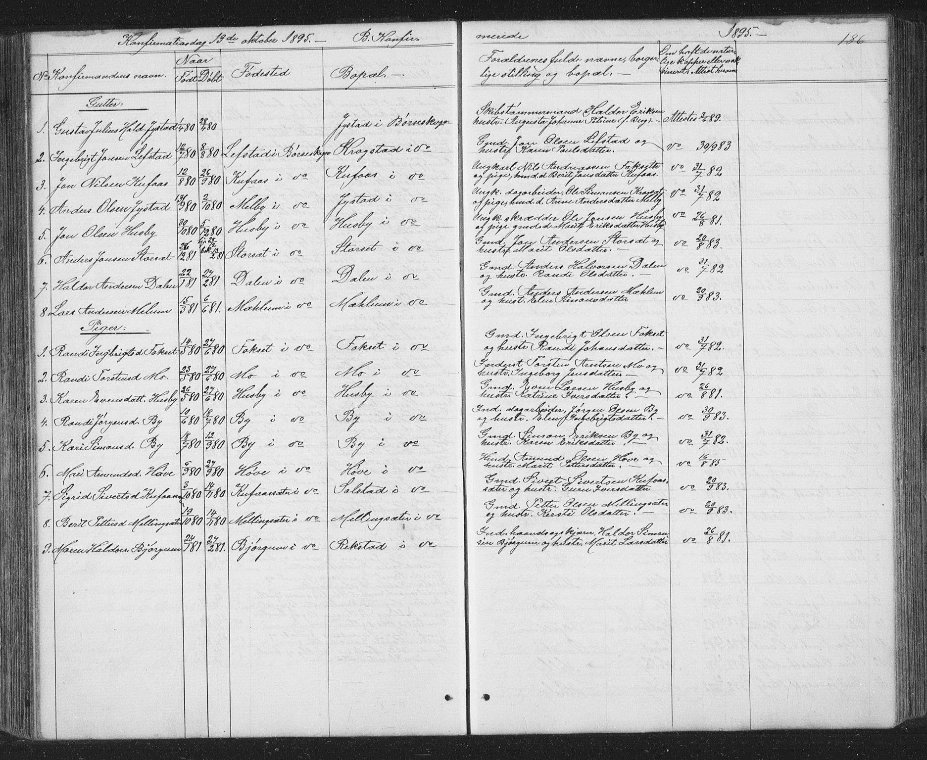 Ministerialprotokoller, klokkerbøker og fødselsregistre - Sør-Trøndelag, SAT/A-1456/667/L0798: Parish register (copy) no. 667C03, 1867-1929, p. 186