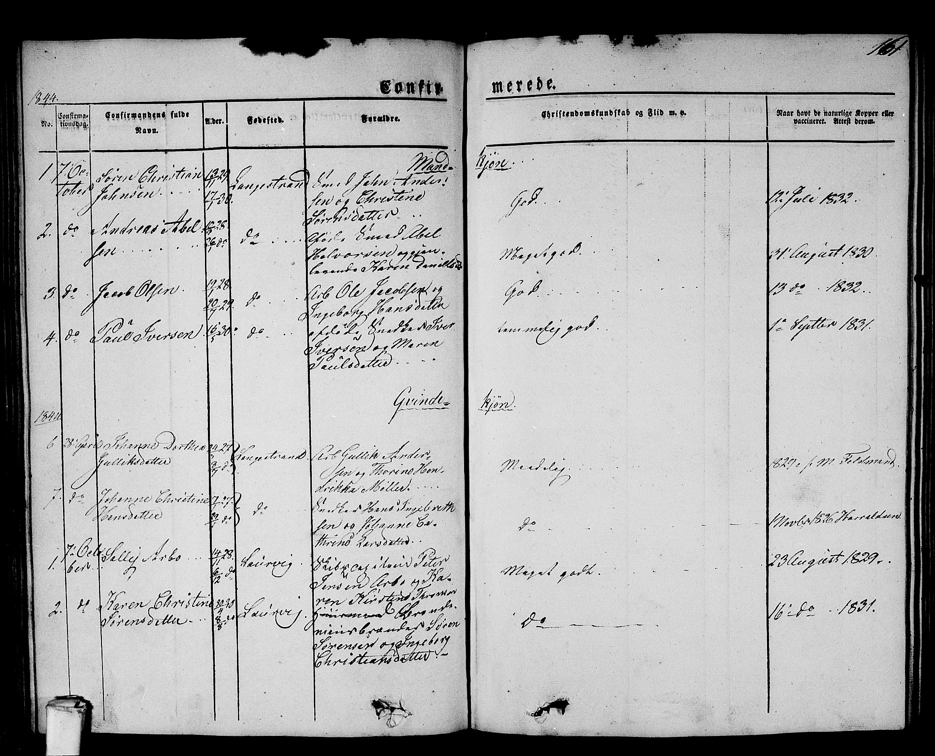 Larvik kirkebøker, AV/SAKO-A-352/G/Gb/L0002: Parish register (copy) no. II 2, 1843-1866, p. 161