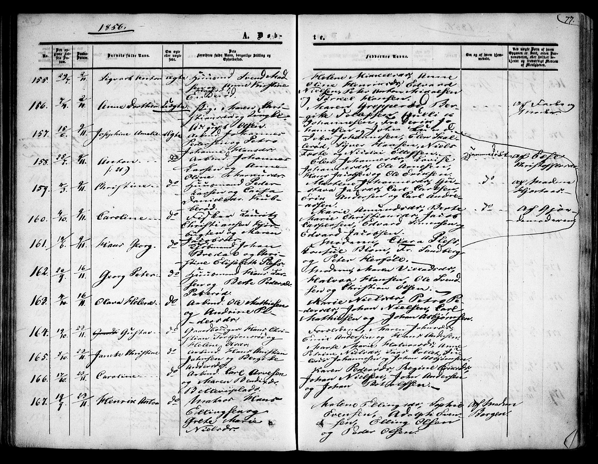 Moss prestekontor Kirkebøker, AV/SAO-A-2003/F/Fa/L0008: Parish register (official) no. I 8, 1852-1869, p. 77