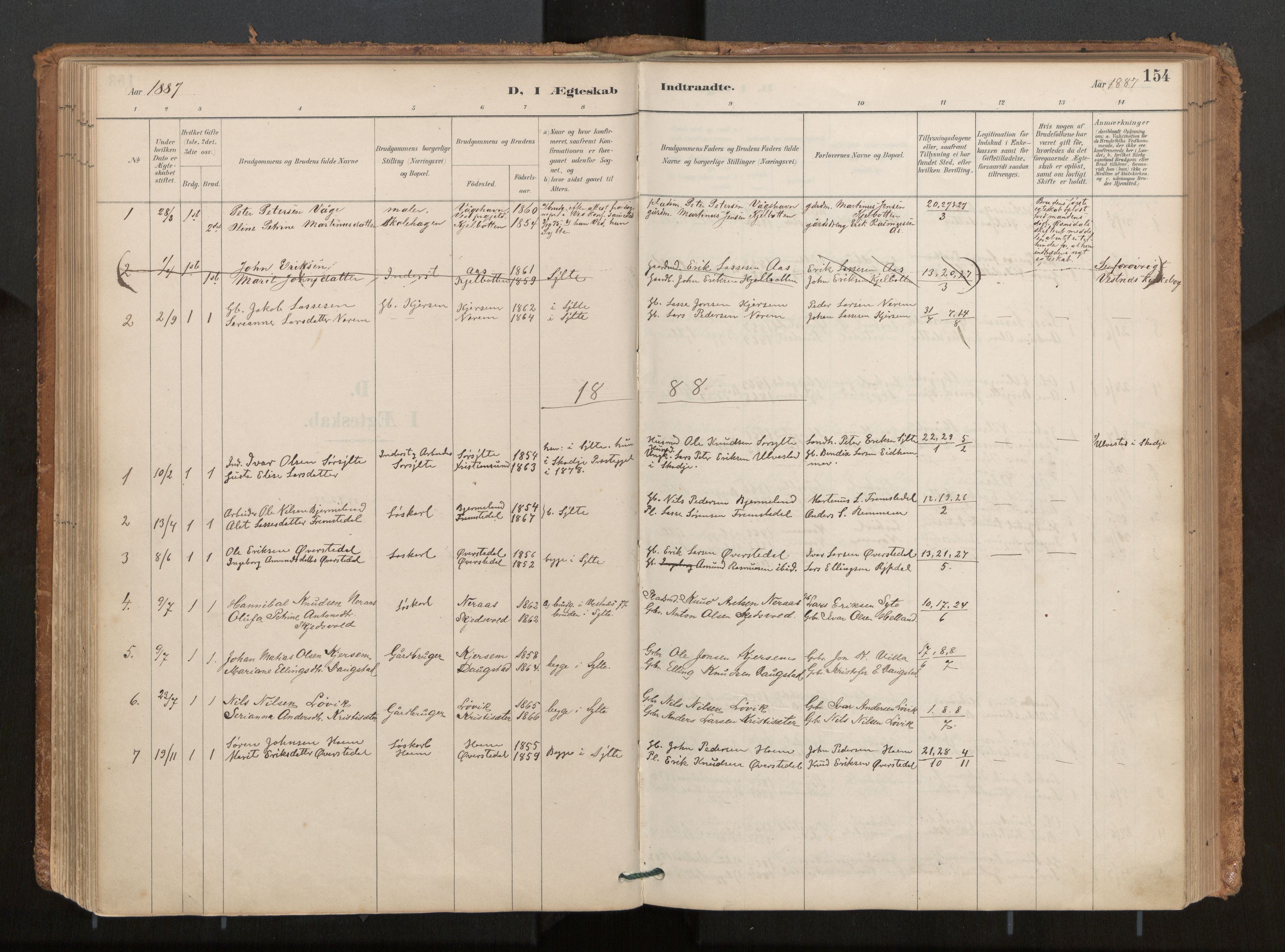 Ministerialprotokoller, klokkerbøker og fødselsregistre - Møre og Romsdal, SAT/A-1454/541/L0545a: Parish register (official) no. 541A03, 1887-1912, p. 154