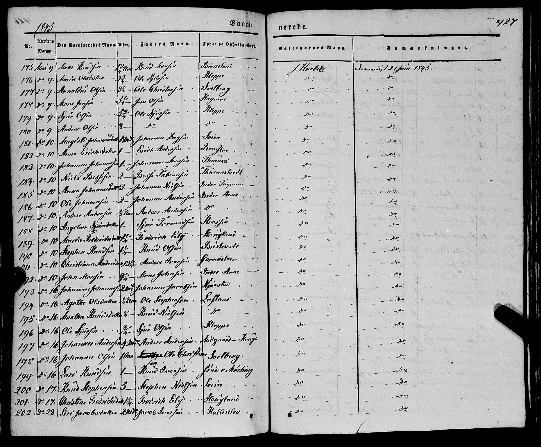 Haus sokneprestembete, AV/SAB-A-75601/H/Haa: Parish register (official) no. A 15, 1838-1847, p. 427